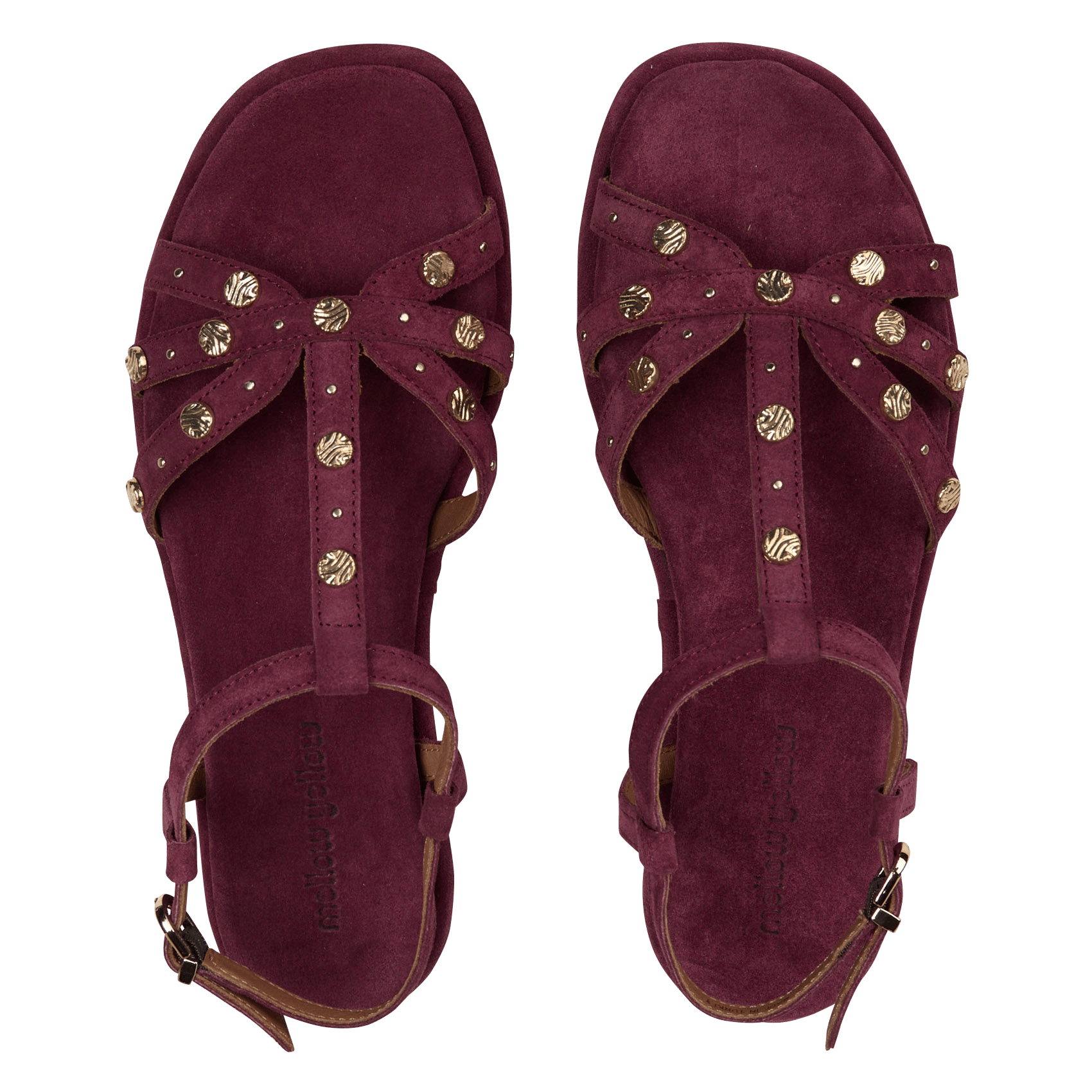 Sandalias planas de piel aterciopelada MELLOW YELLOW Morado