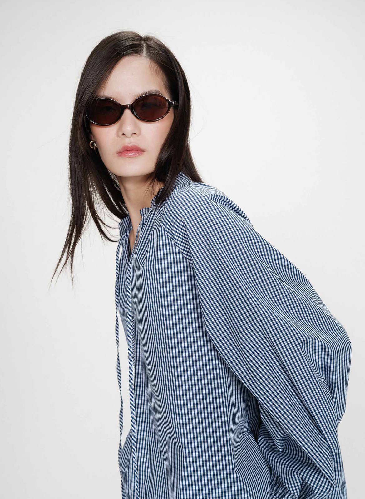 Blouse droite col rond en coton imprimé GRACE ET MILA Bleu