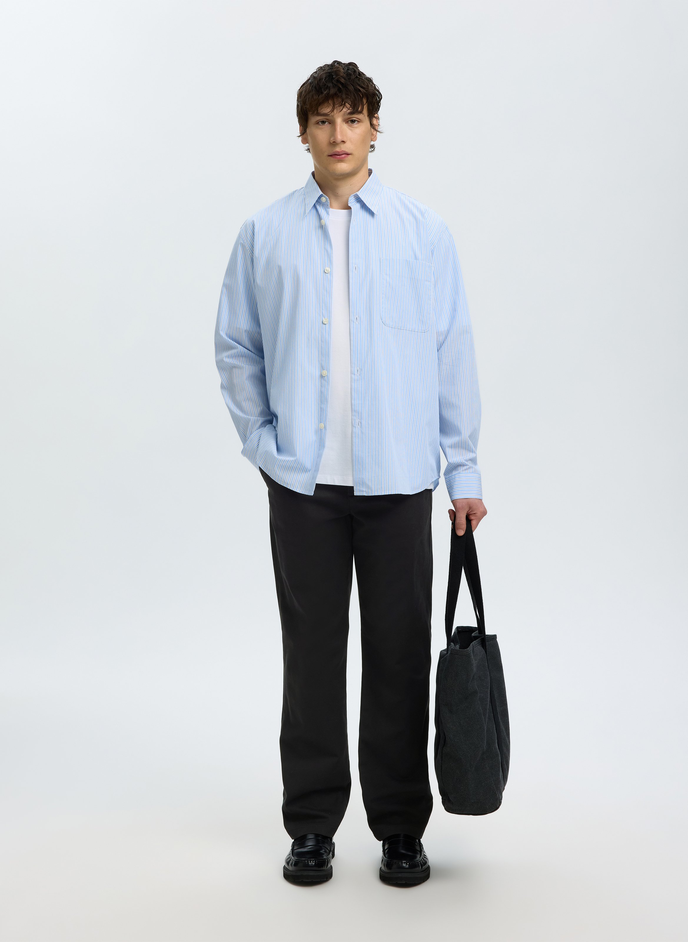 Gerade geschnittene Hose aus Bio-Baumwoll-Mix | Schwarz SELECTED Herren