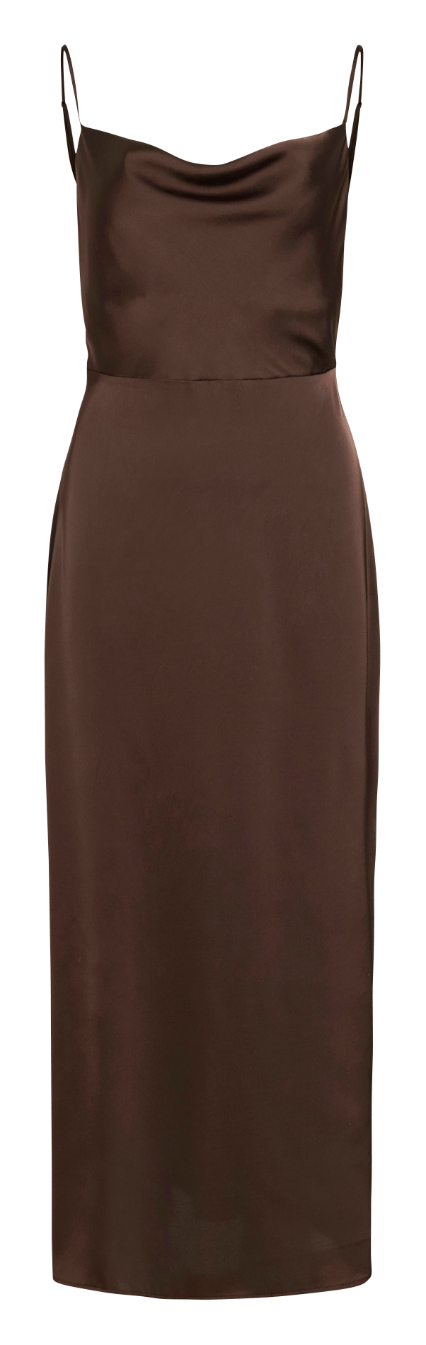 Lange, glanzende jurk VILA Bruin