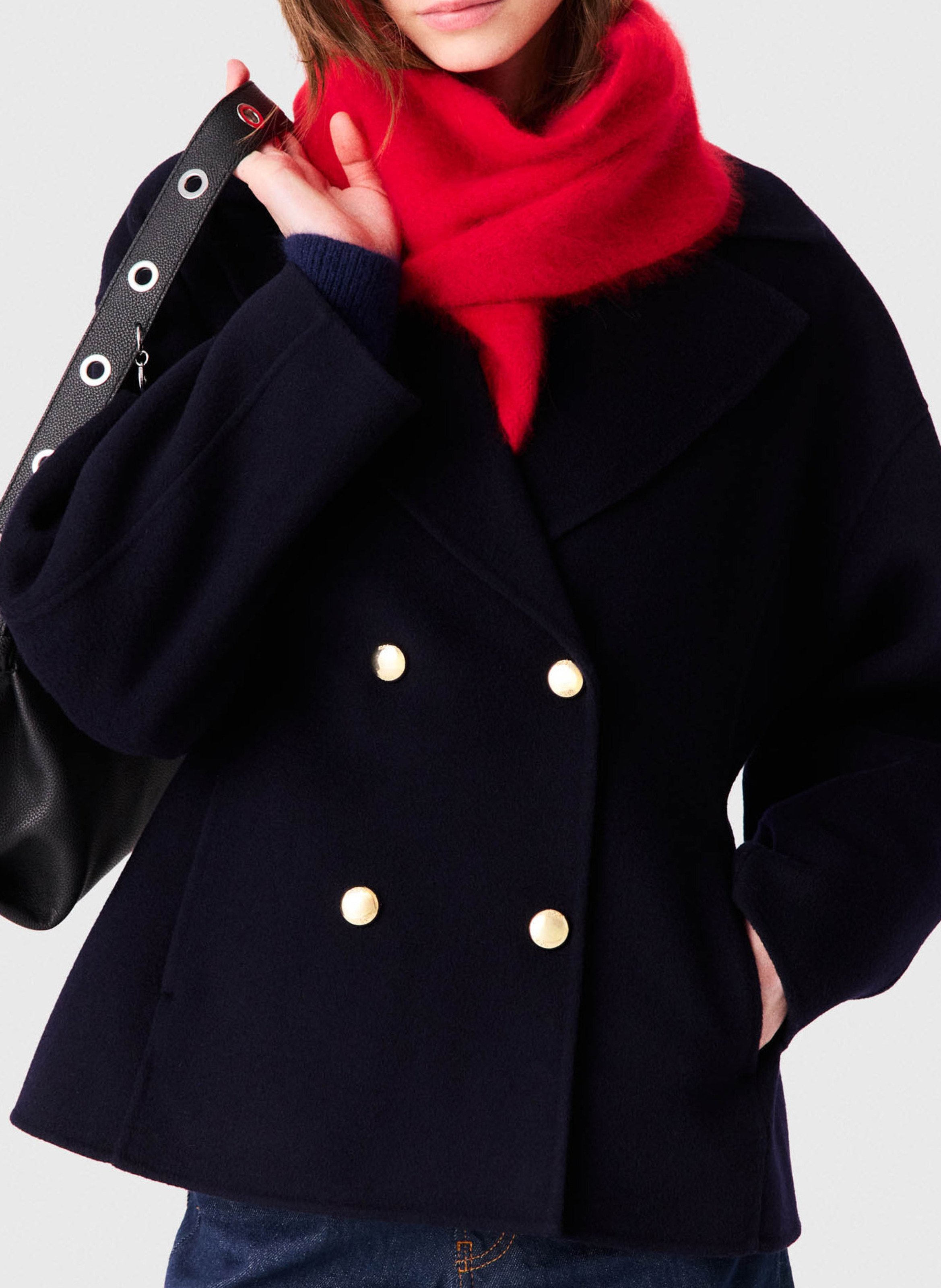 Gilet droit en laine MAJE Bleu
