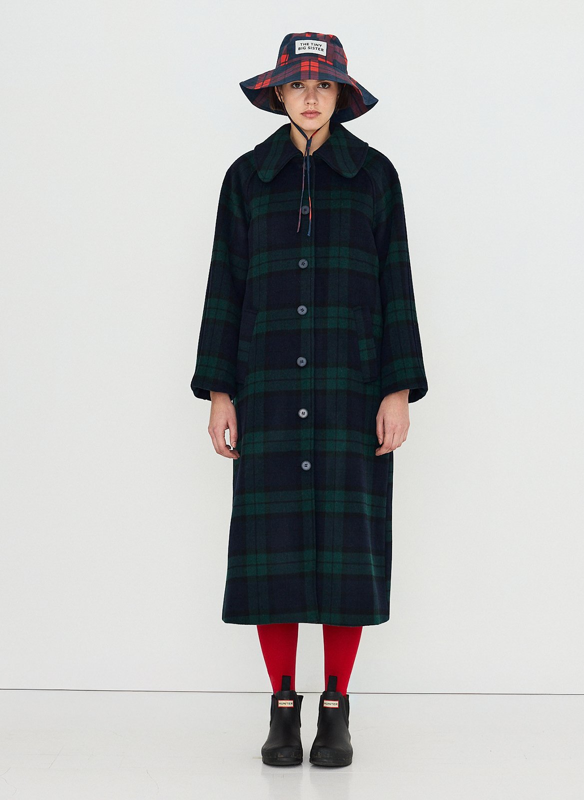 Straight wool-blend coat with classic collar THE TINY BIG SISTER Blue