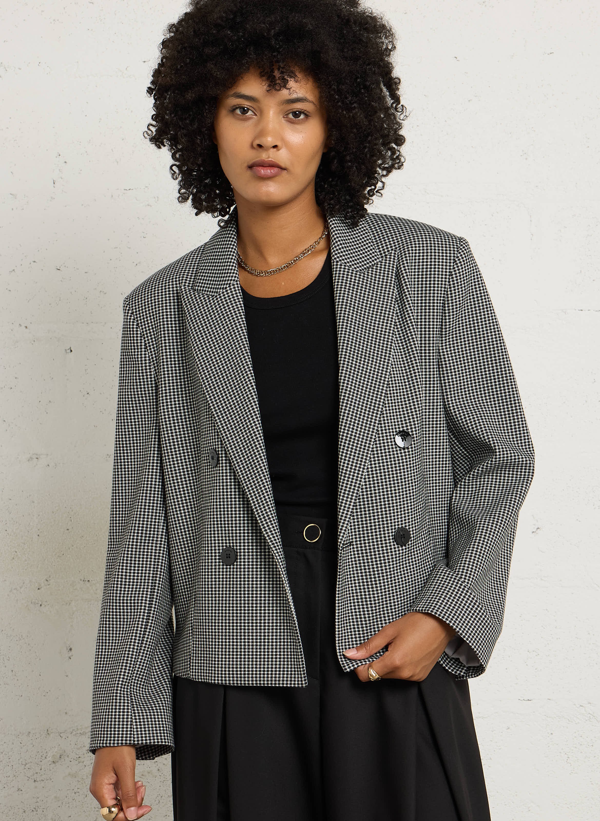 Straight printed tailored jacket IMPERIAL White