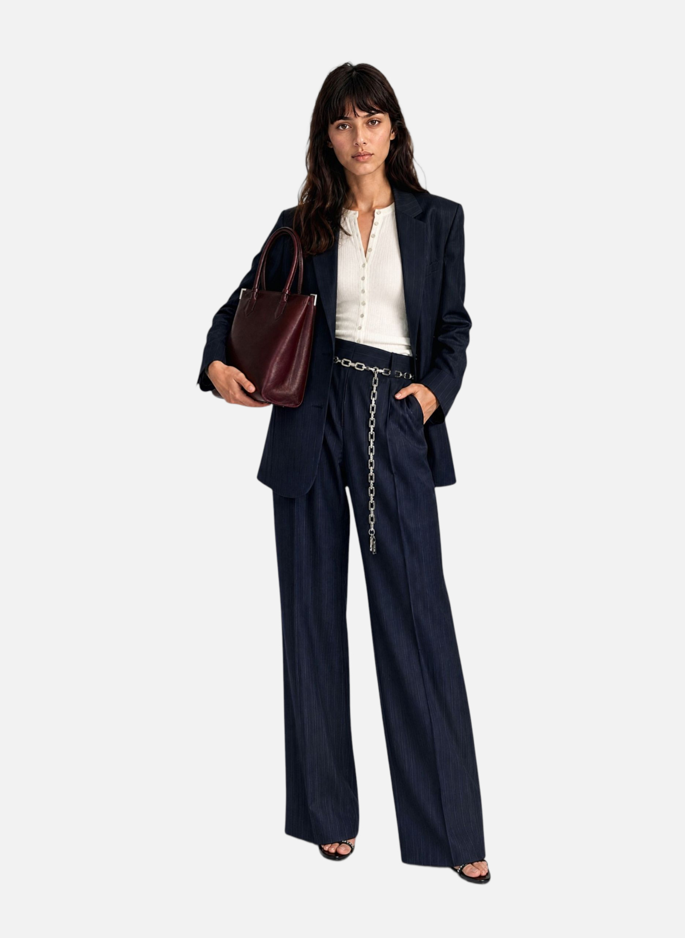 Oversized wool blazer with fine pinstripe pattern THE KOOPLES Blue