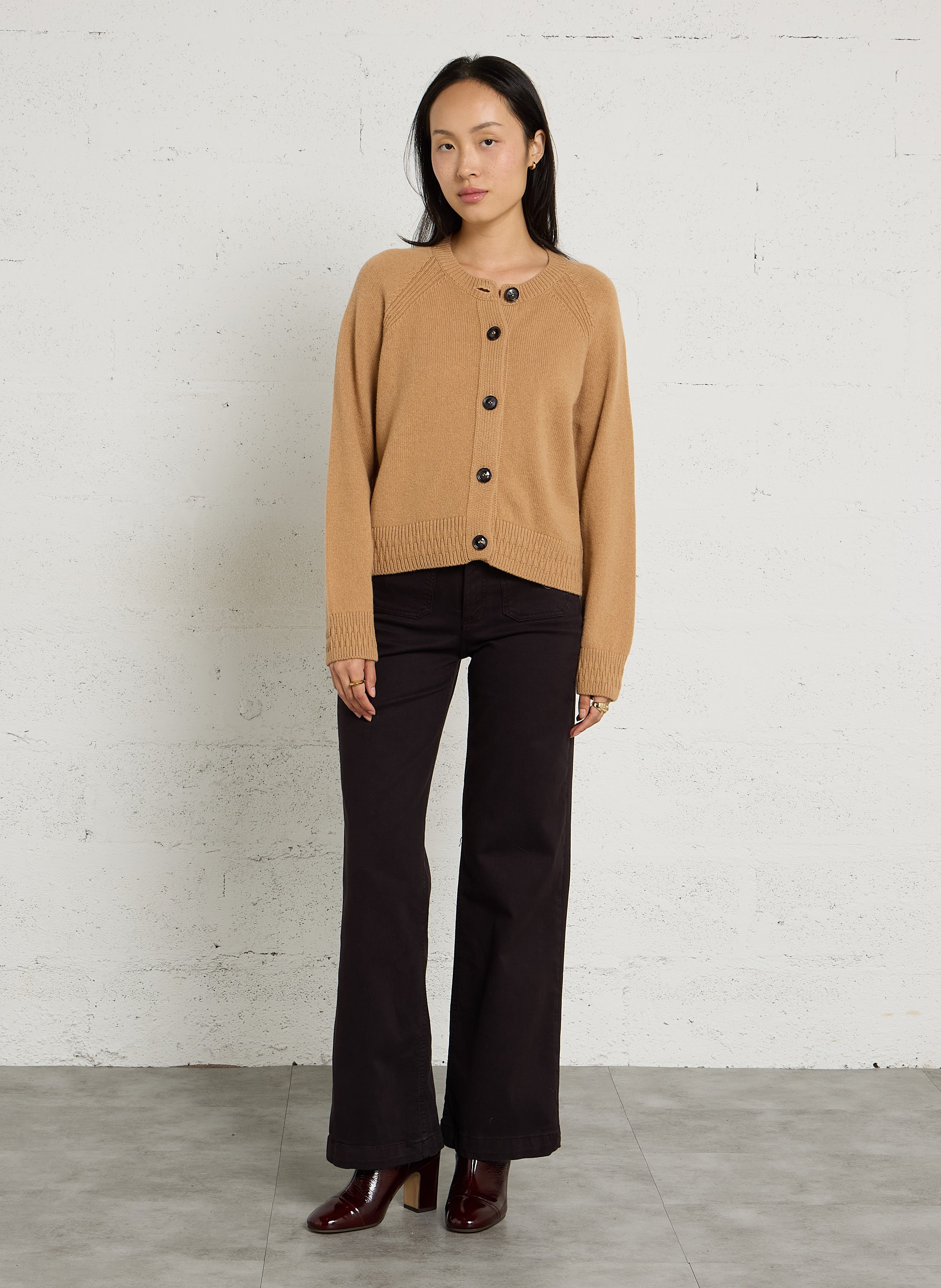 Wijde broek met hoge taille MAISON HOTEL Bruin