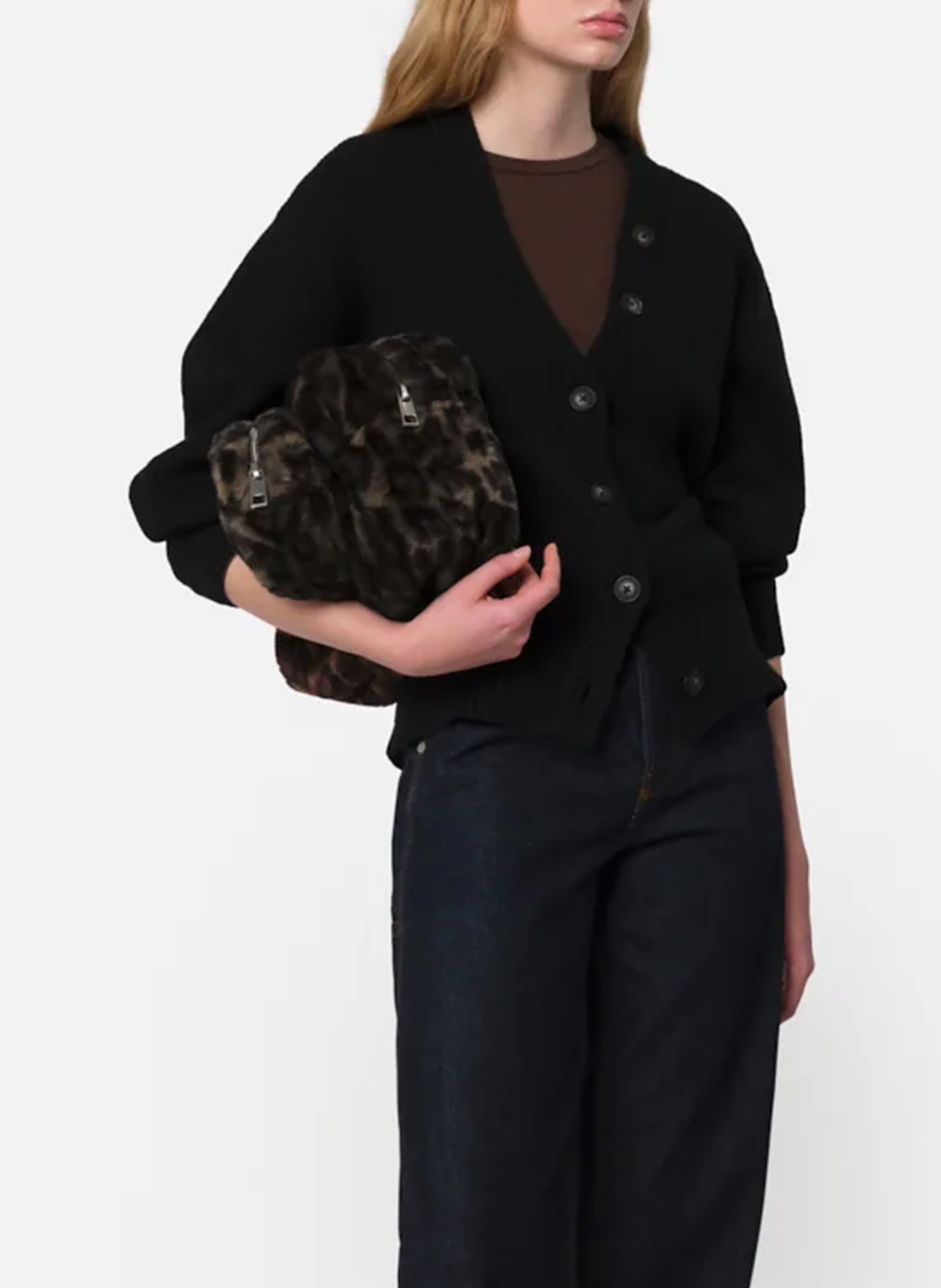 Leopard-print faux fur clutch bag APPARIS Multicolored