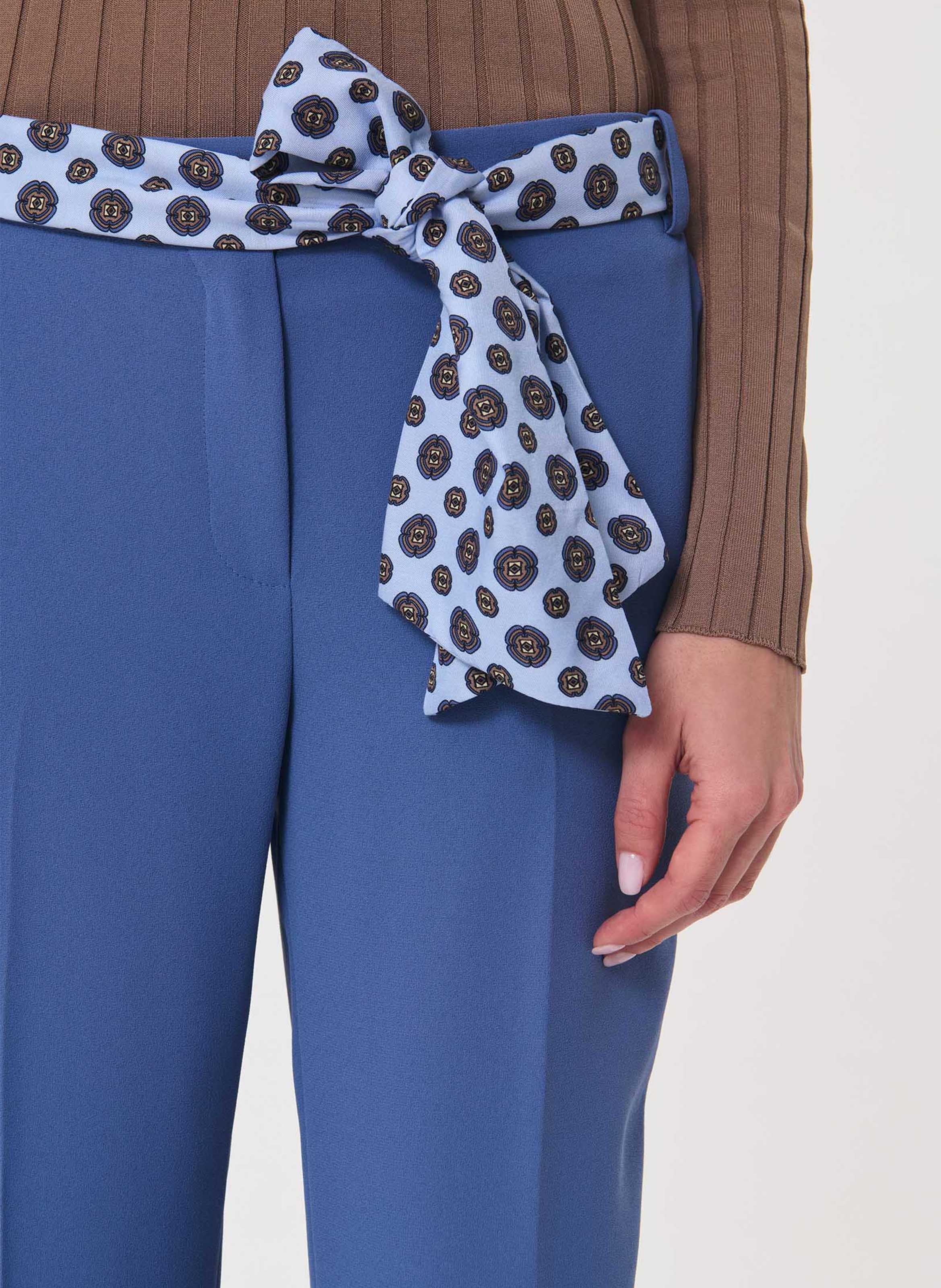 Pantalon droit ajusté à ceinture foulard TARA JARMON Bleu