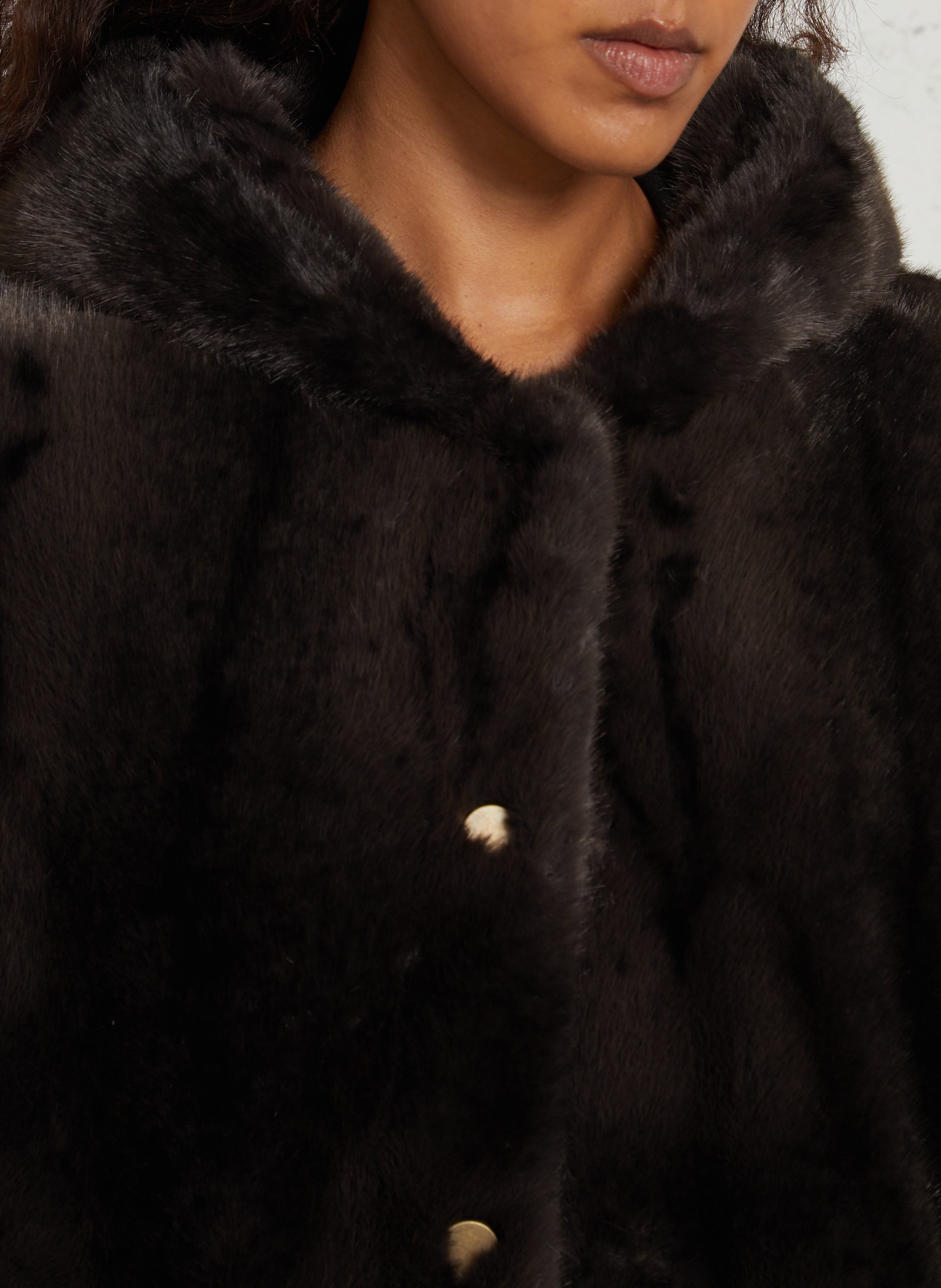 Oversized hooded faux fur cape MAISON 123 Grey