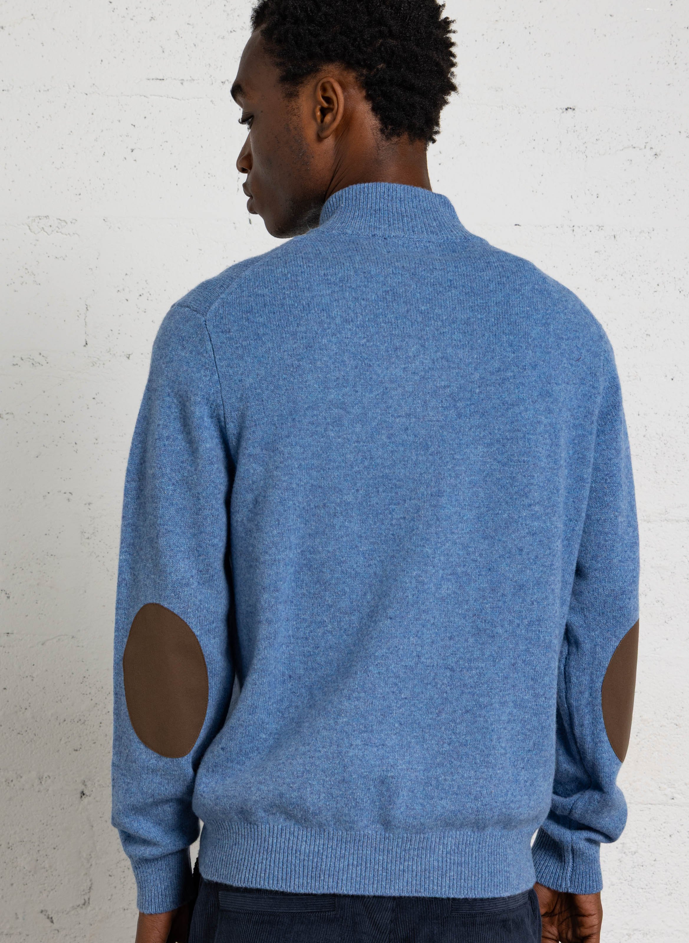Pull droit col camionneur en laine HACKETT Bleu