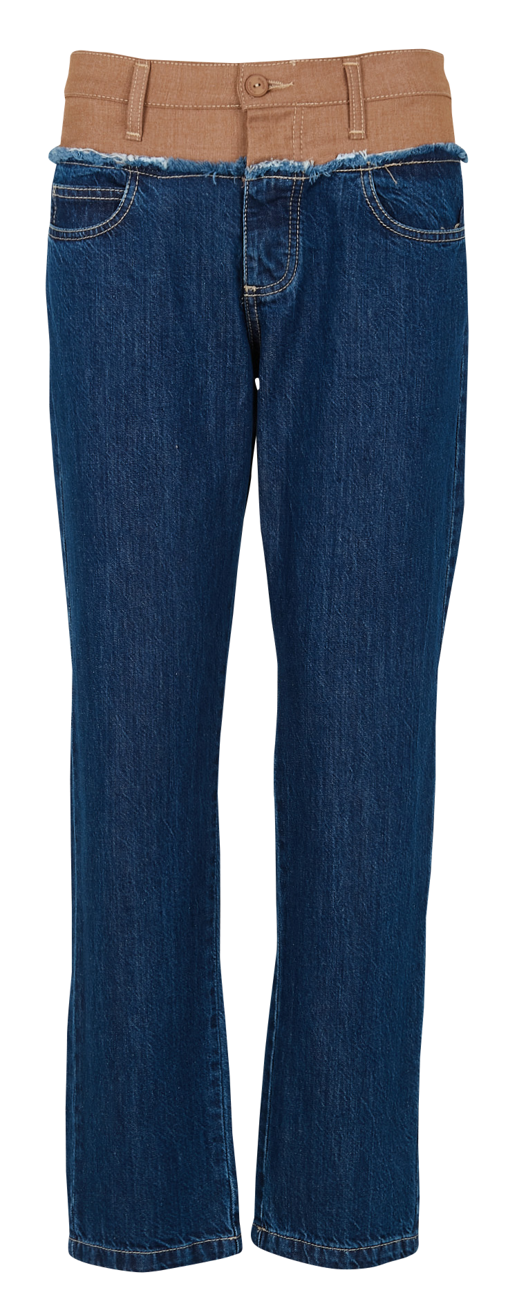 Mom-fit jeans met hoge taille en gelaagd effect Bruin