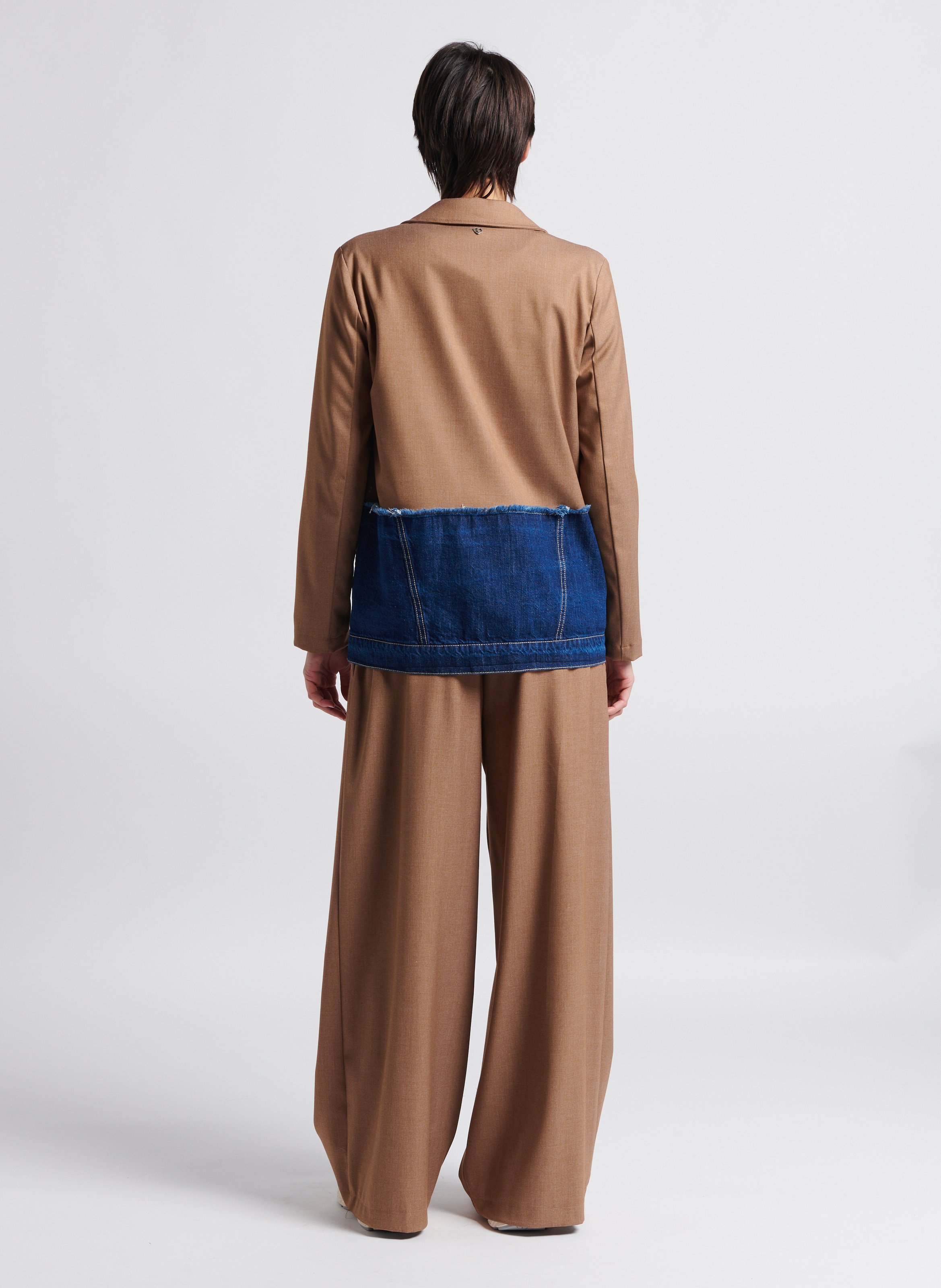 Straight jacket with tailored collar PLEASE Brown