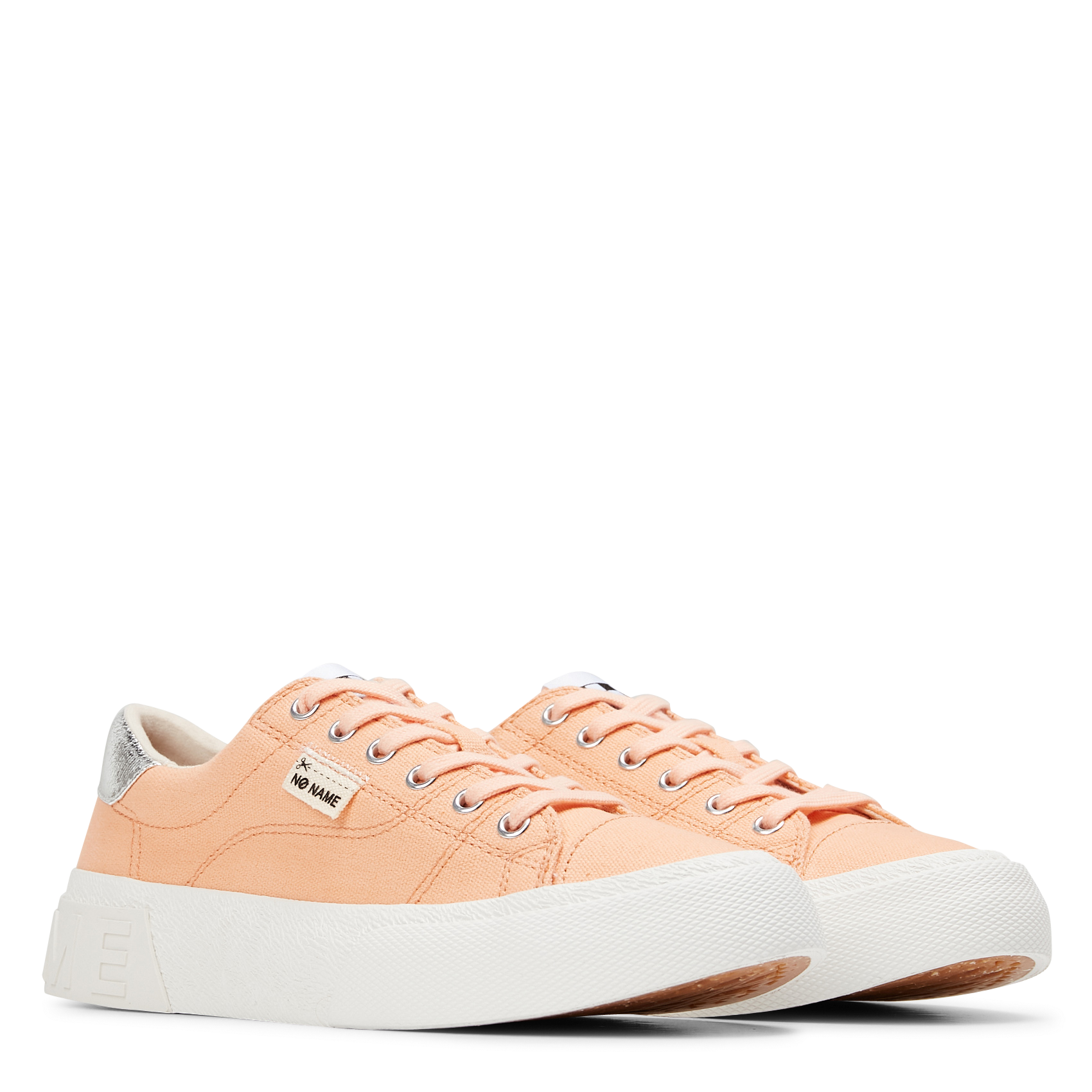 Platformsneakers met combinatie van twee materialen Oranje