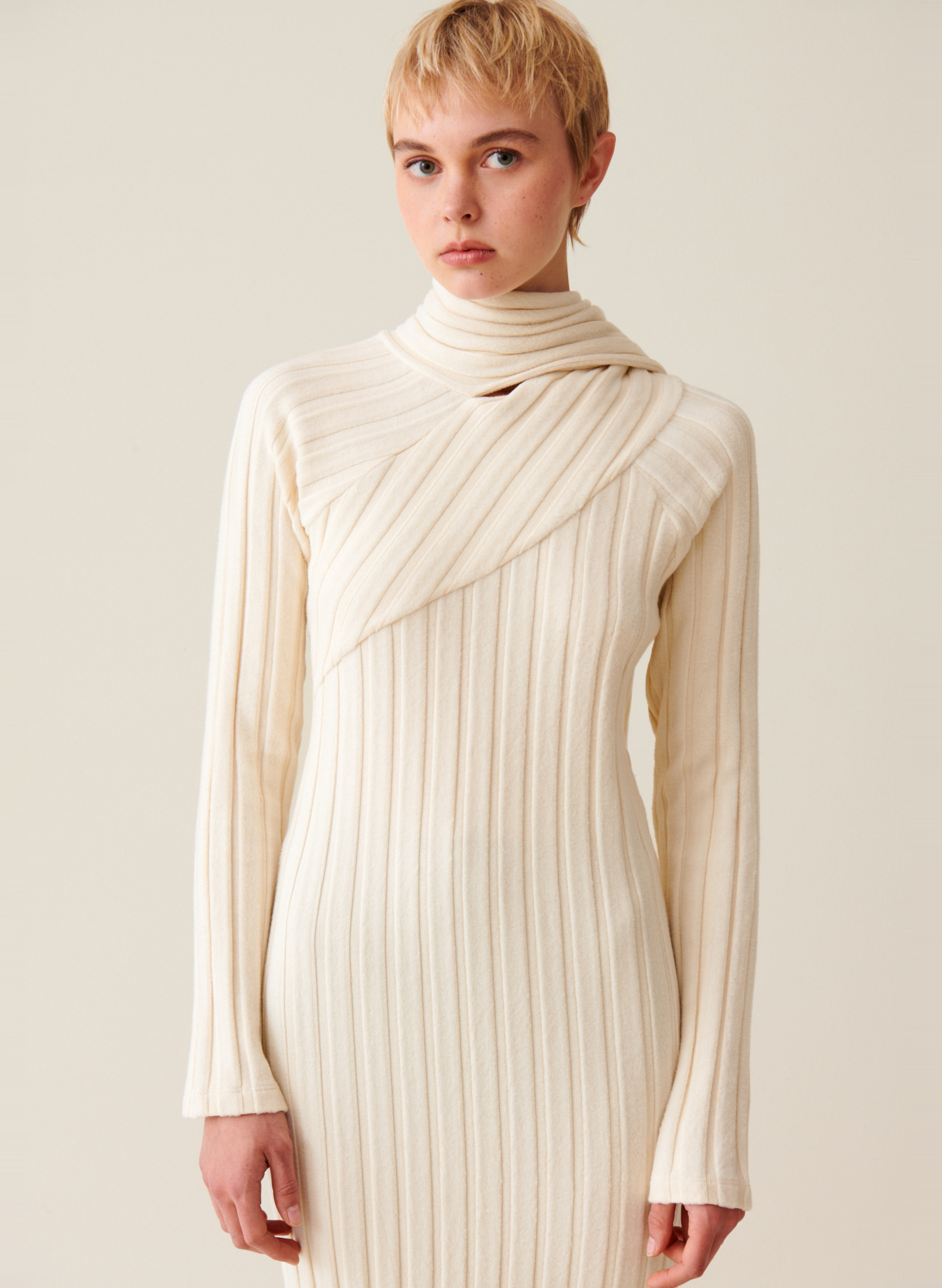 Herlipto Drape Neck Long Knit Dress