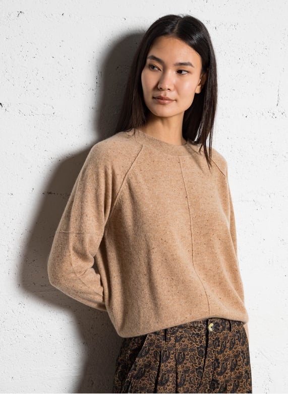 Pull col rond en cachemire Ary bis Camel fonce Maison 123 Femme