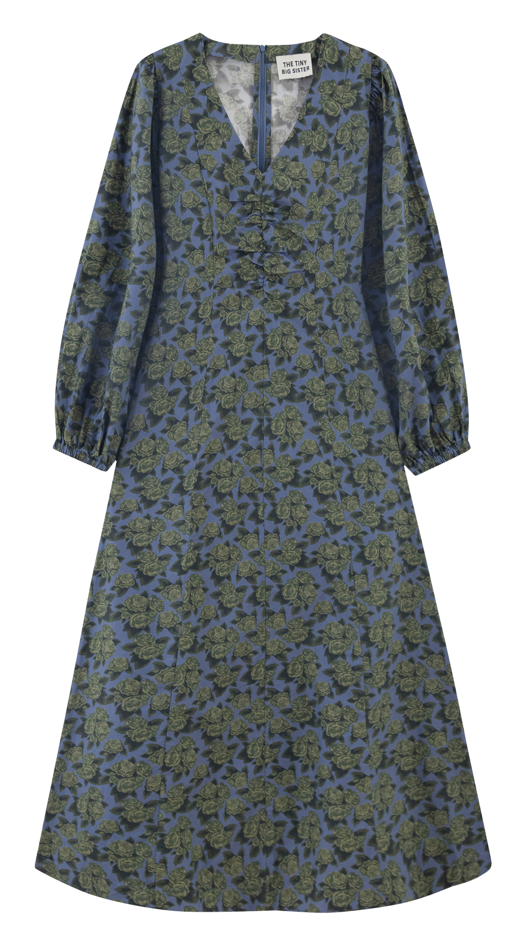 Langes Baumwollkleid mit Print THE TINY BIG SISTER Blau