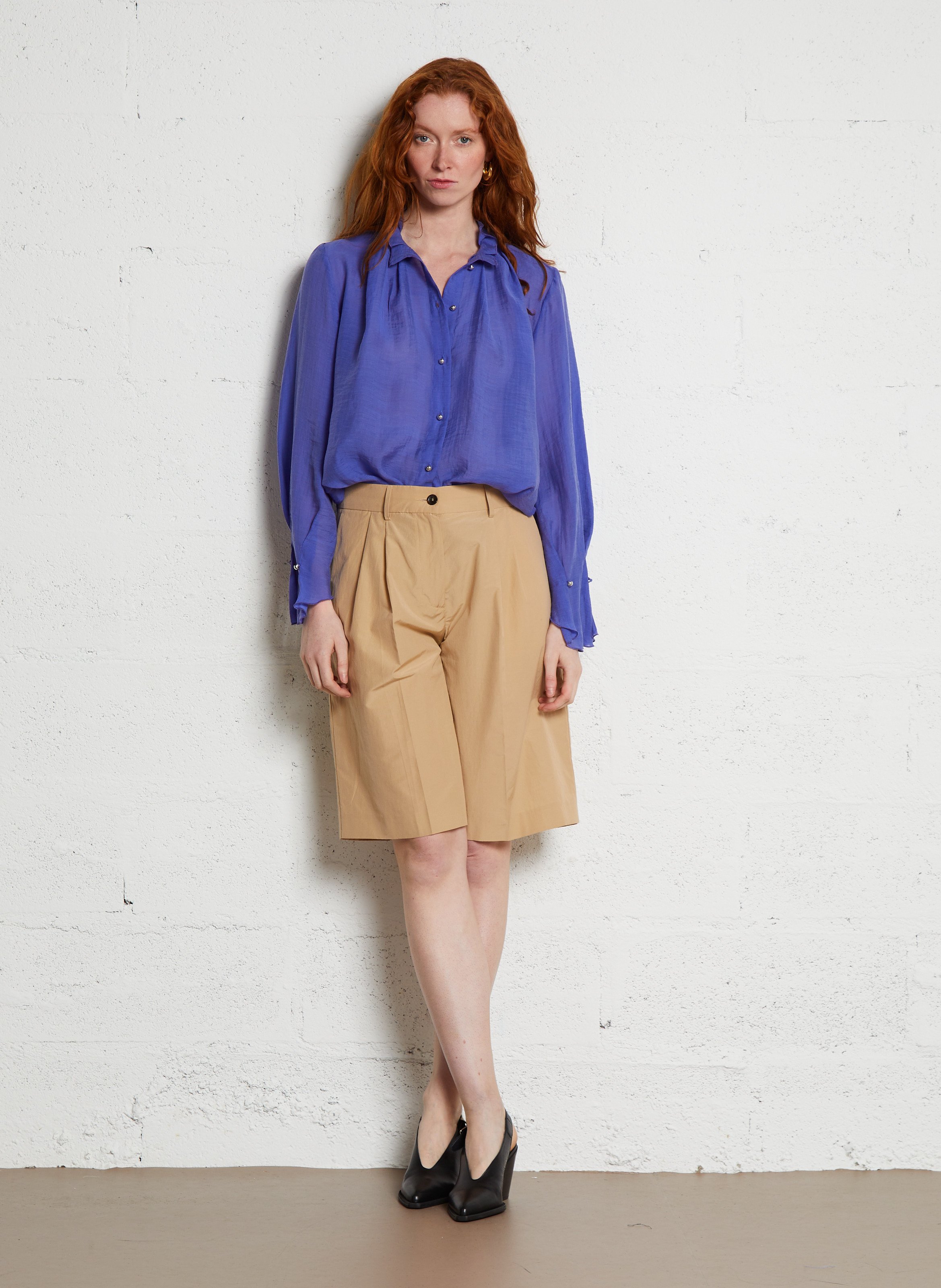 Blusa holgada con volantes ATTIC AND BARN Azul