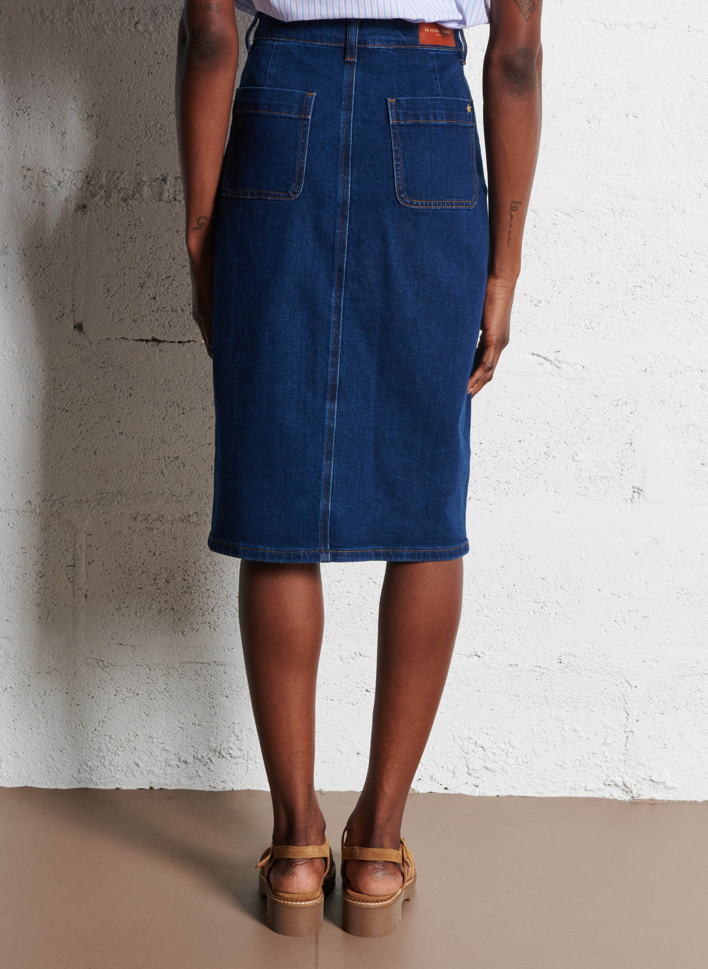 Kokerrok van gemengd katoendenim LA PETITE ETOILE Jeans onbewerkt