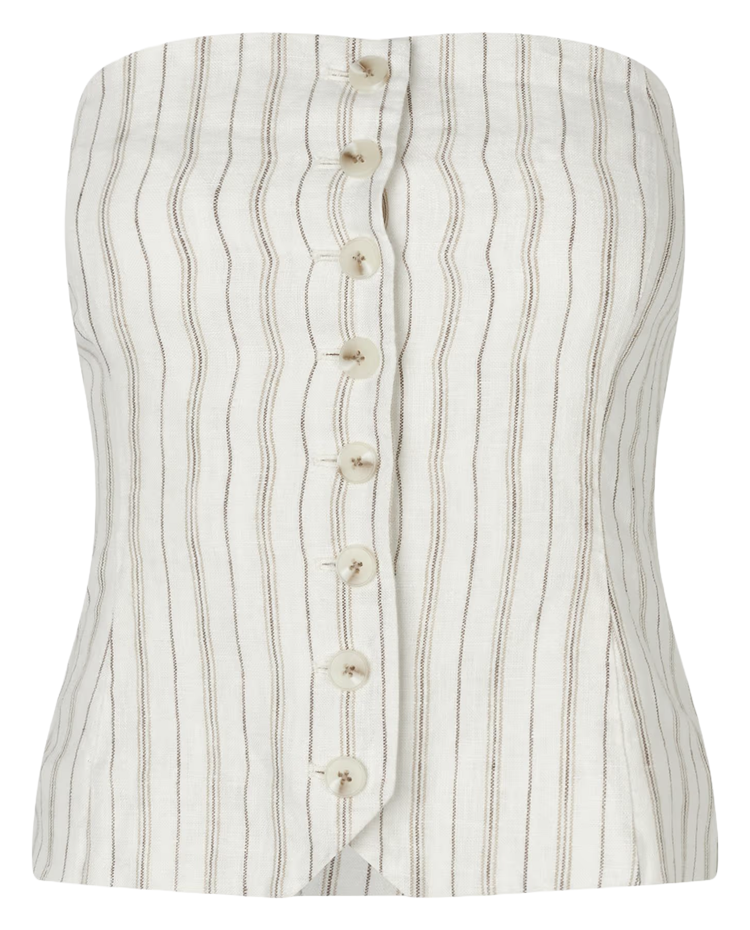 Gestreiftes Leinen-Bustiertop Beige