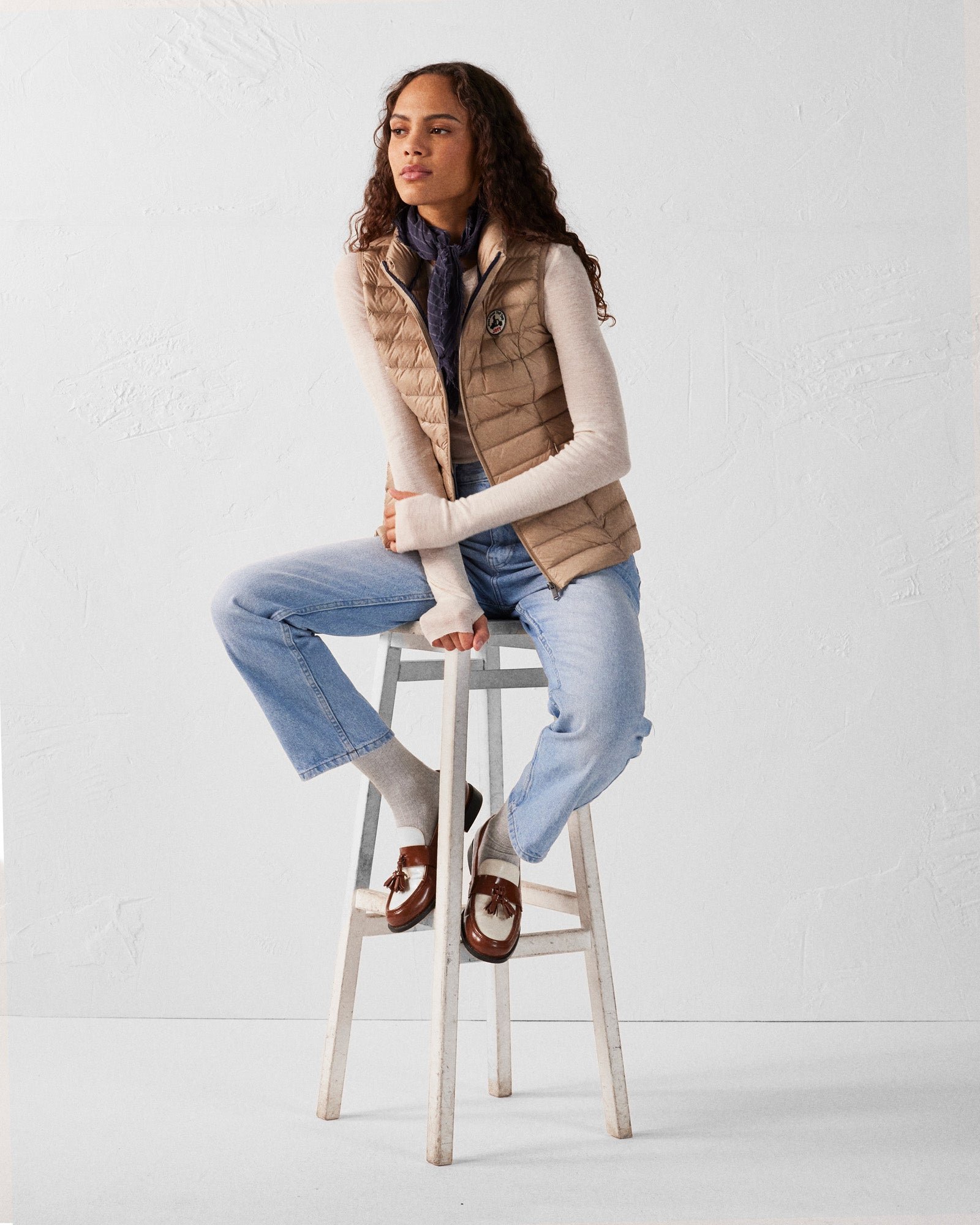 Sleeveless lightweight down vest seda JOTT Beige