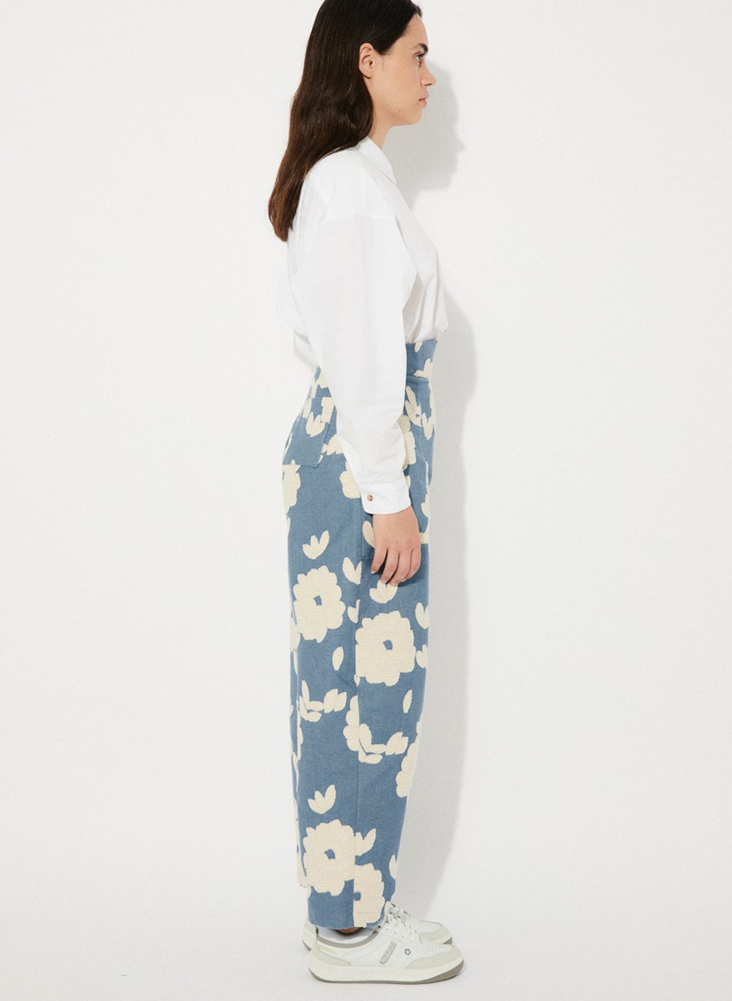 Pantalon large en coton imprimé RITA ROW Bleu