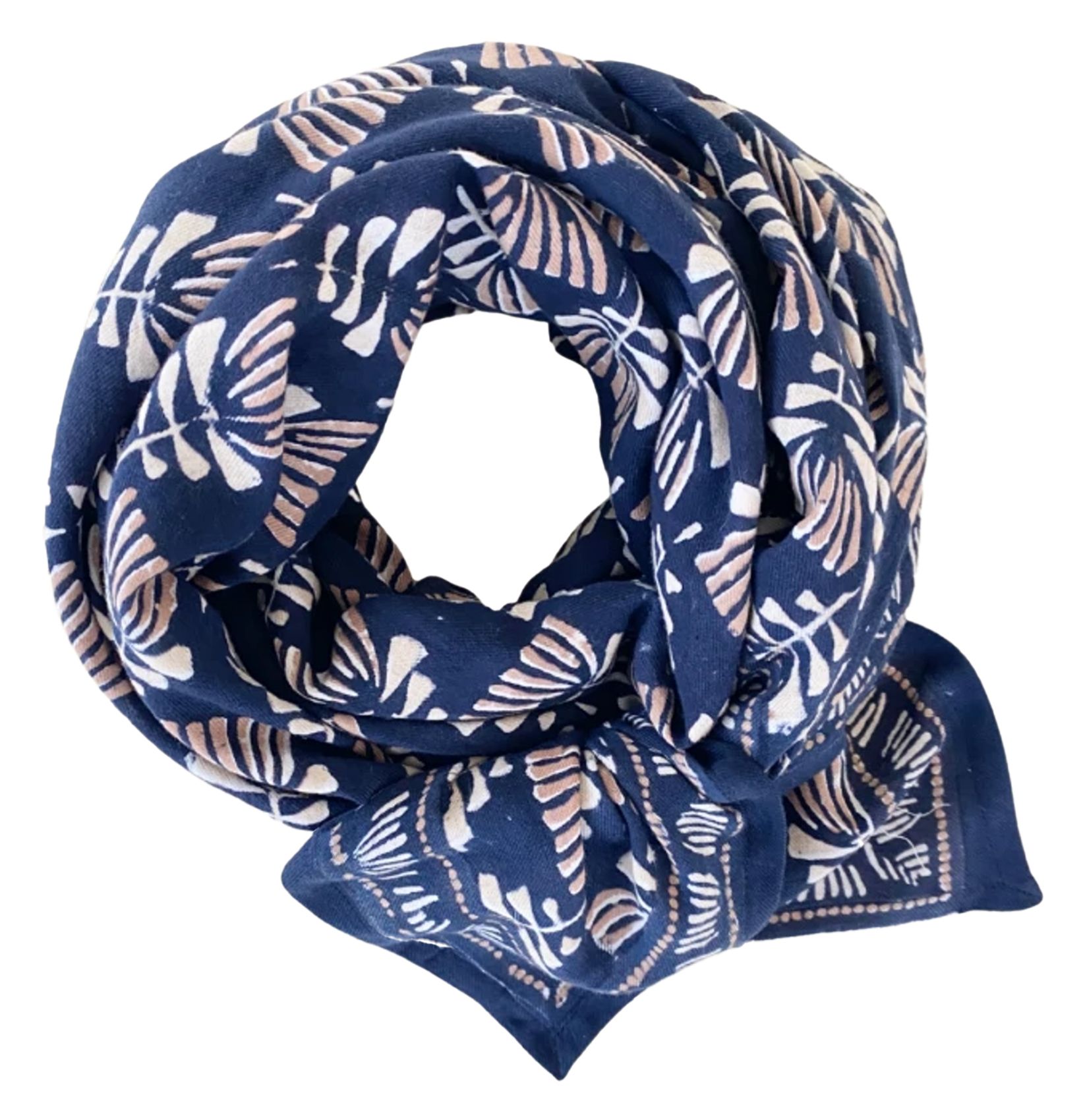 Foulard en coton imprimé APACHES COLLECTIONS Bleu