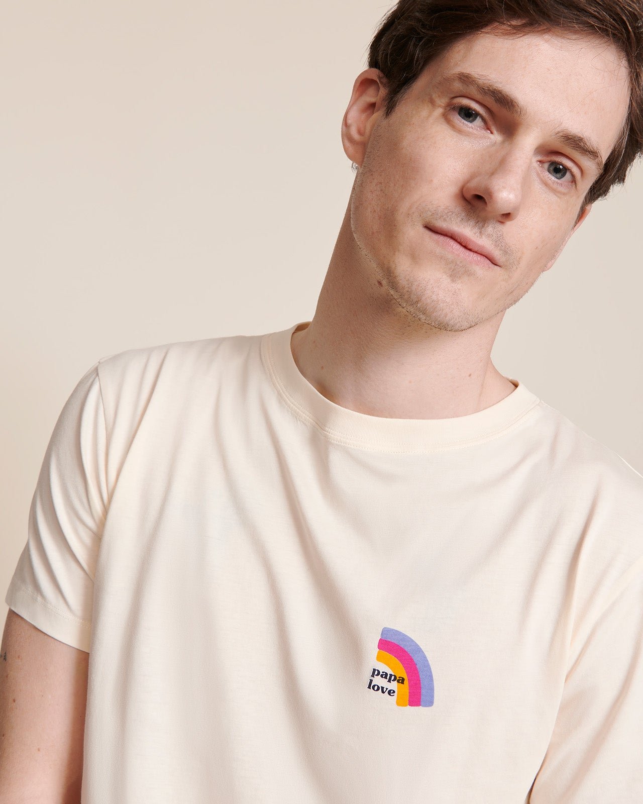 The &quot;Papa Love Rainbow&quot; organic cotton t-shirt White