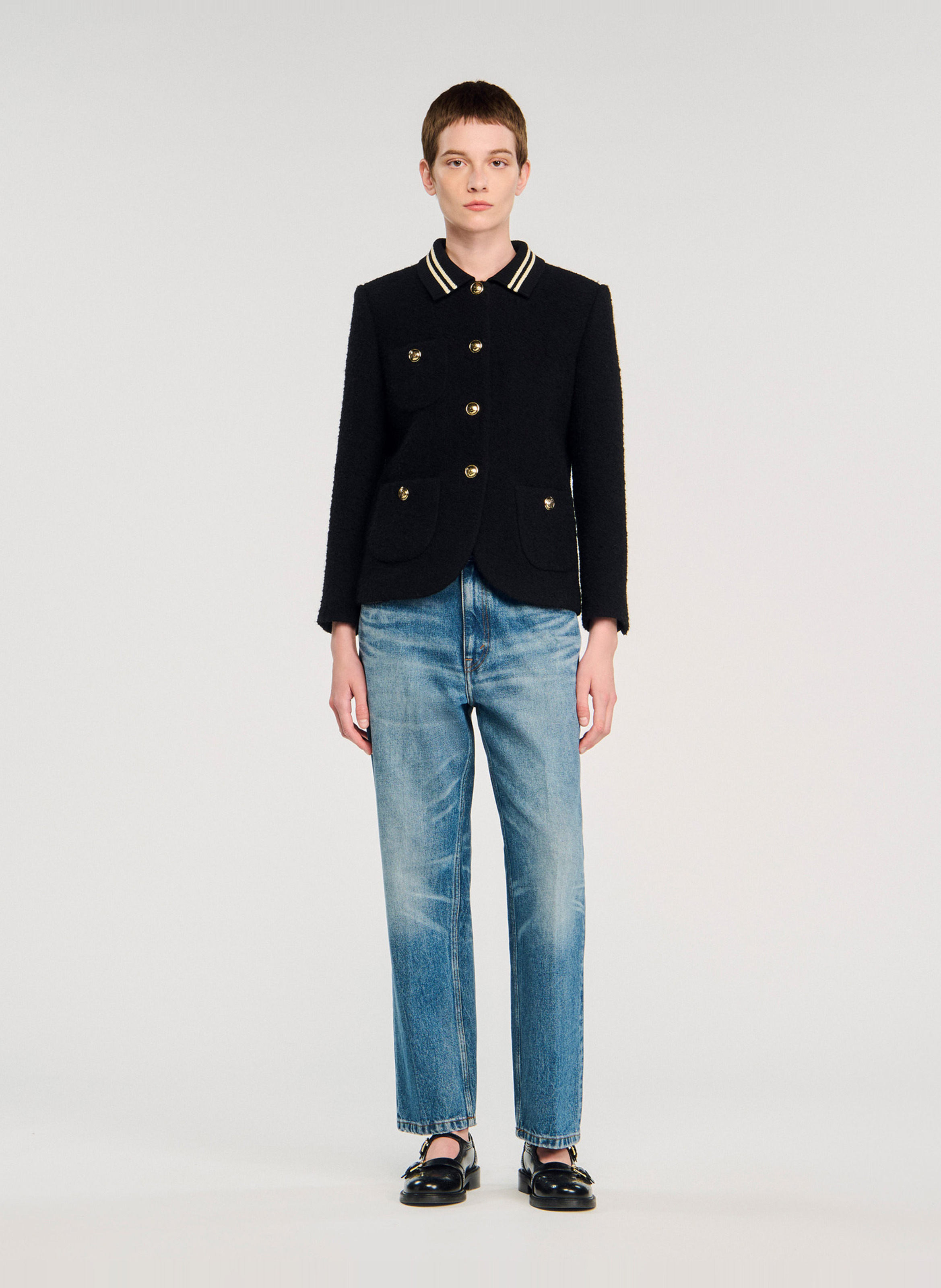 Veste de tailleur à col chemise SANDRO Noir