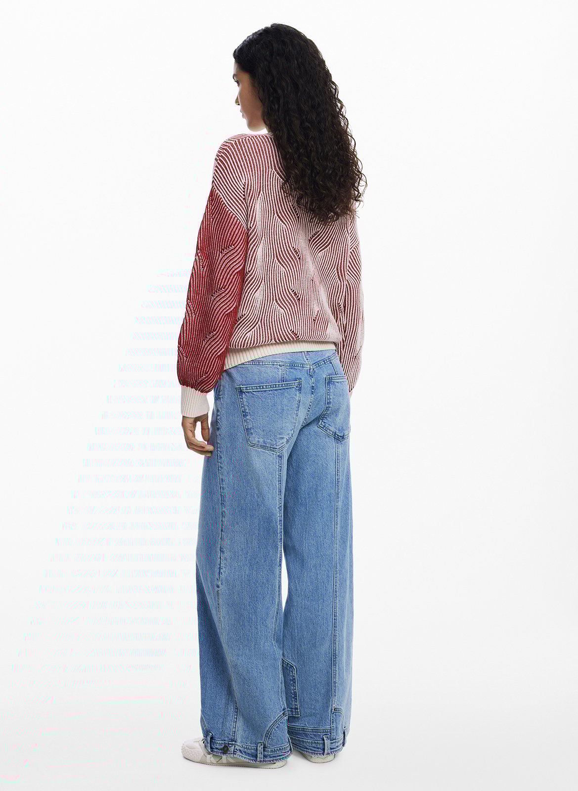 Jersey de cuello redondo con estampado en relieve bicolor. DESIGUAL Rojo