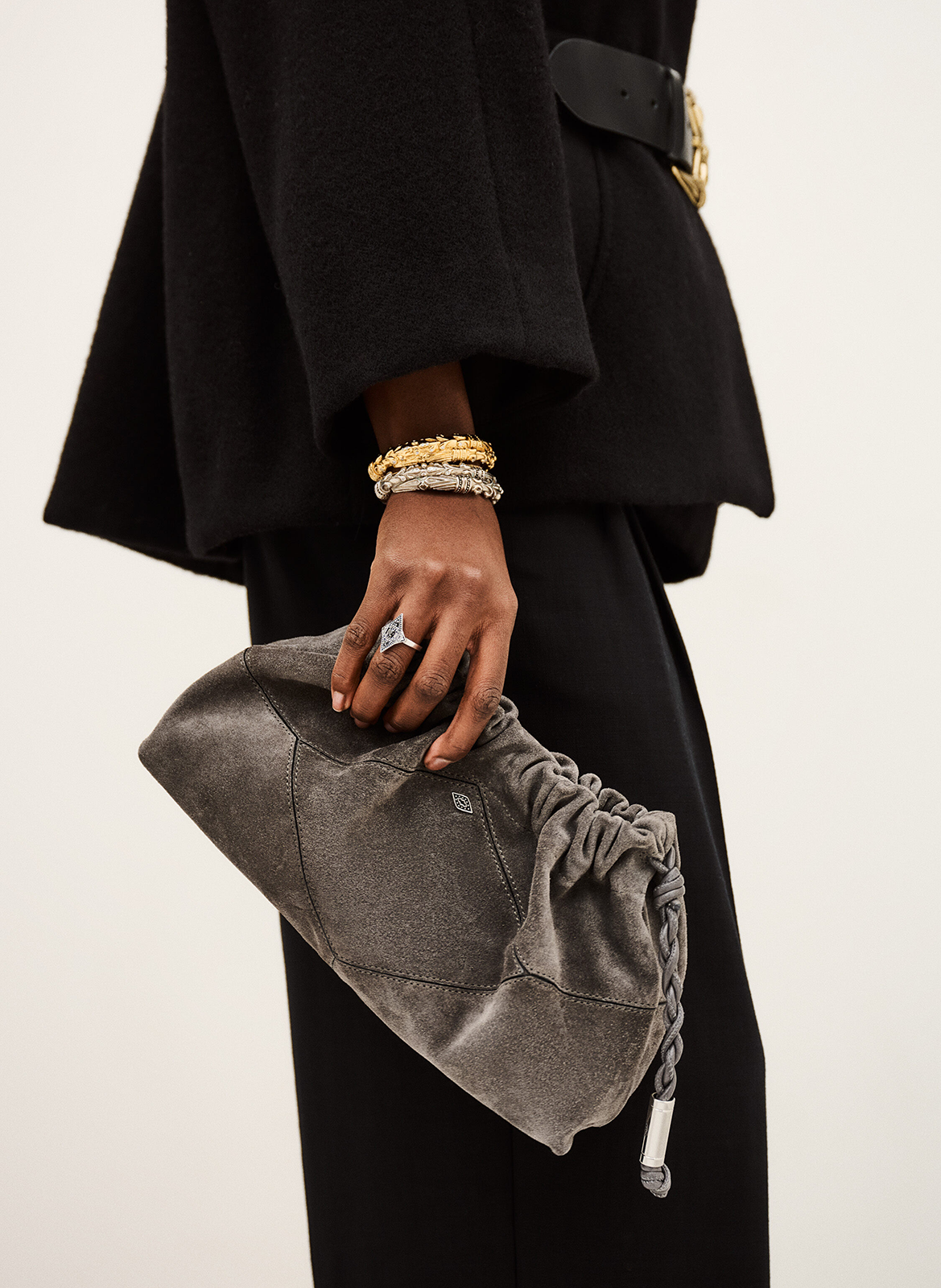 Sac bandoulière en cuir BA&SH Gris