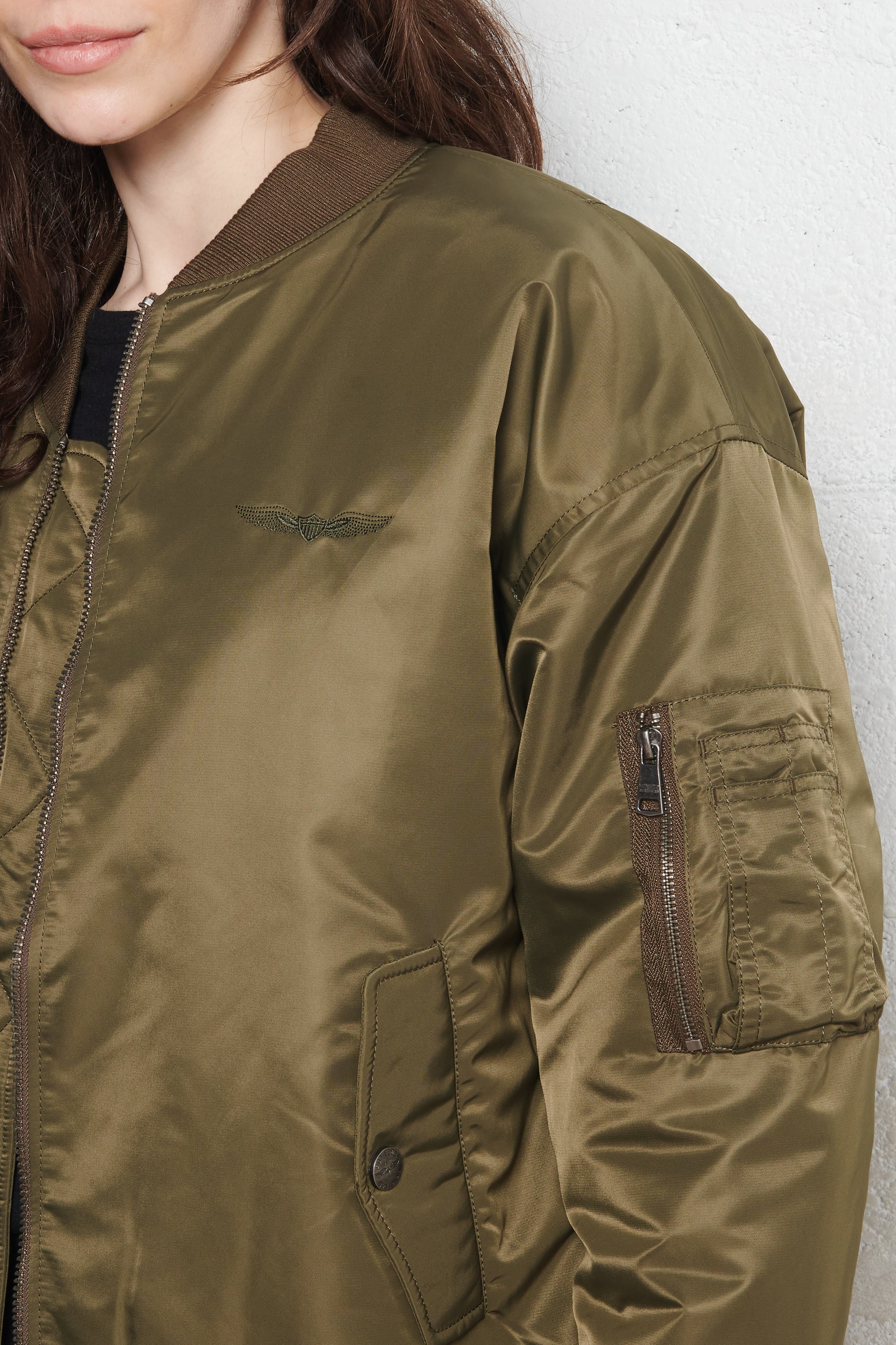 Veste zippée ample unie BOMBERS ORIGINAL Kaki