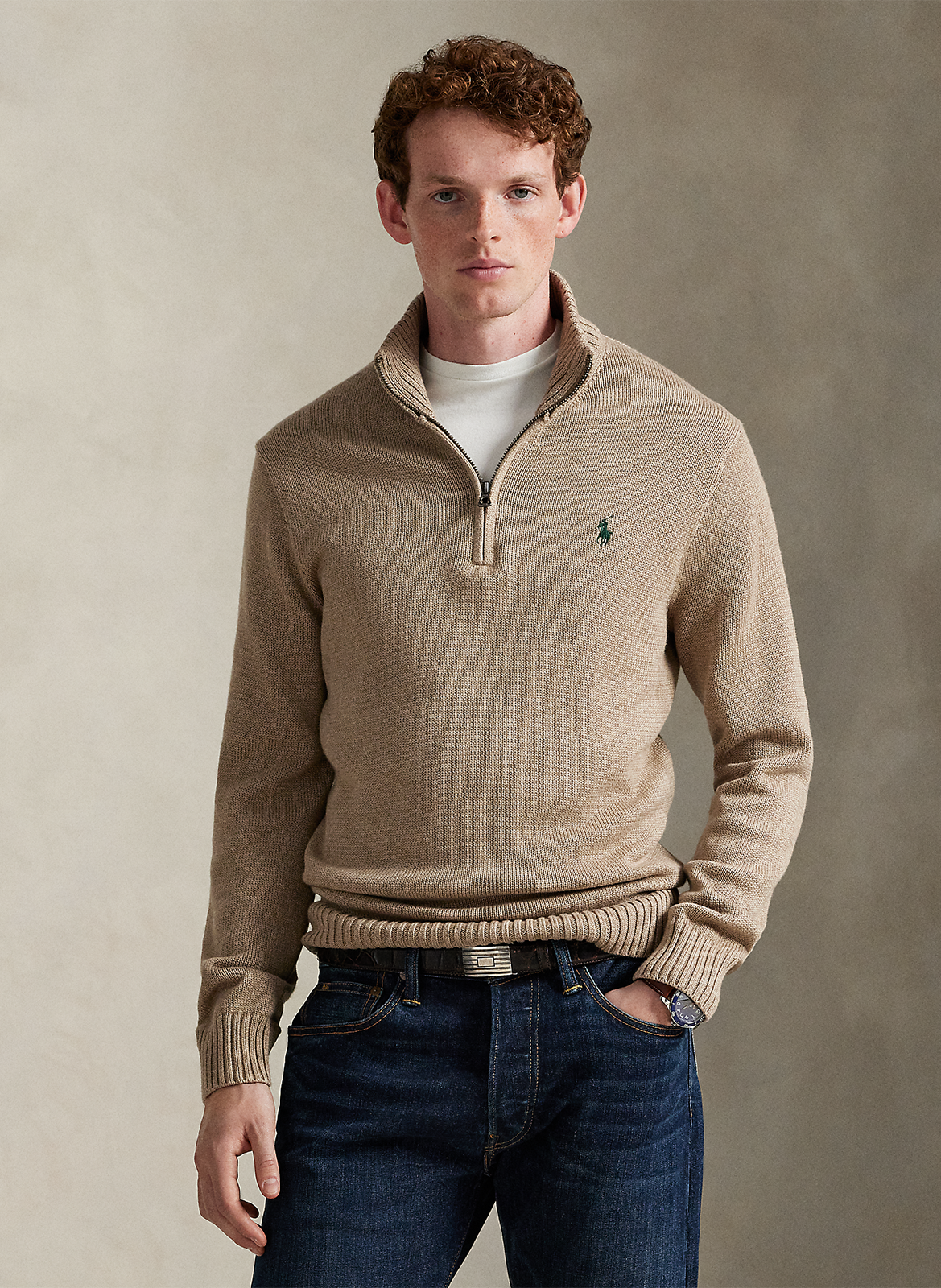 Baumwoll-Pullover mit Reißverschluss am Kragen POLO RALPH LAUREN