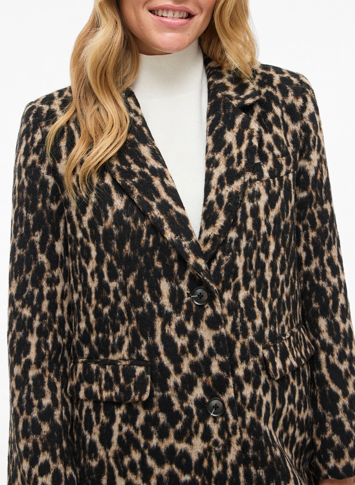 Manteau mi-long à motif léopard VILA Noir