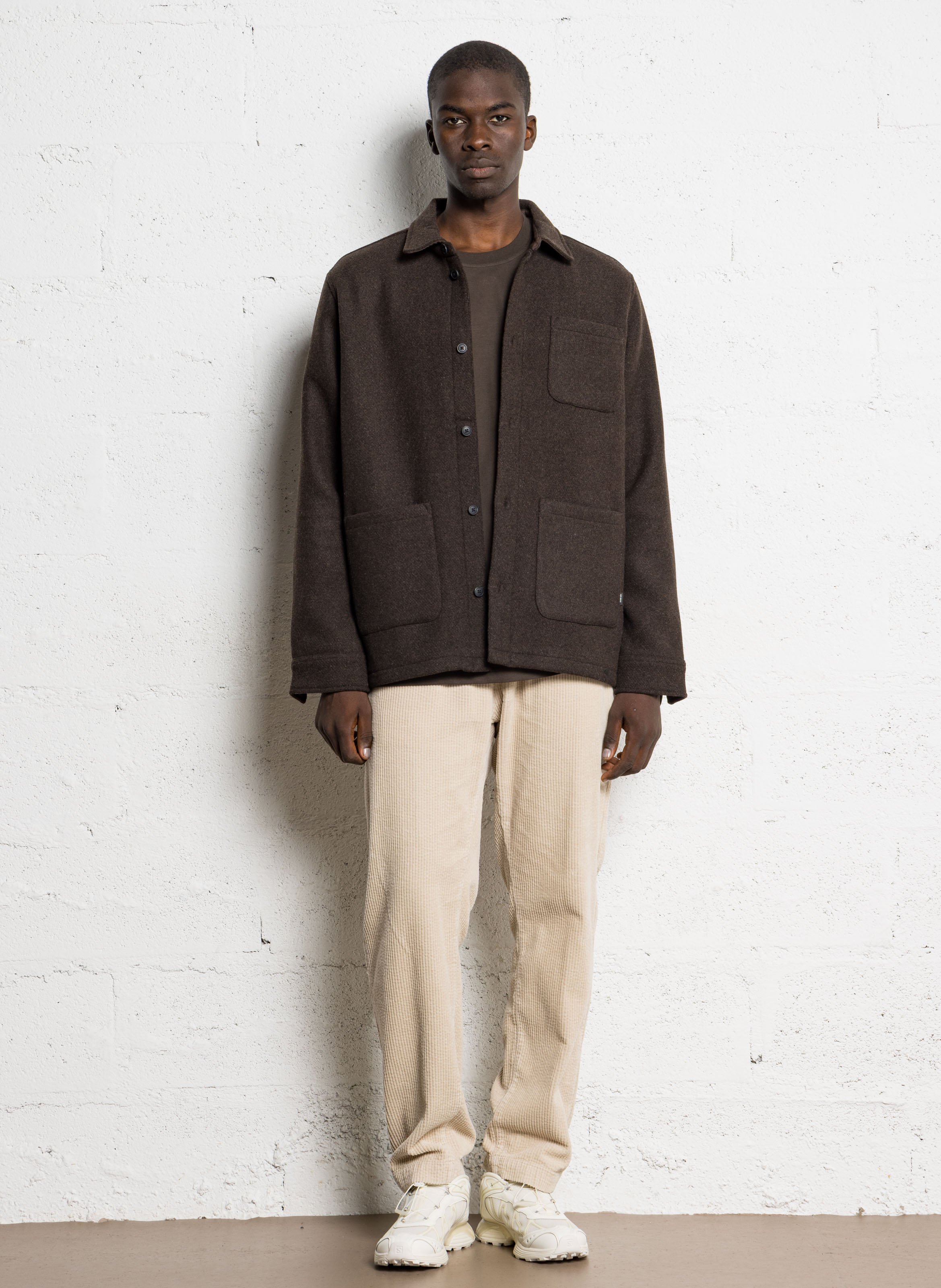 Classic collar wool blend overshirt LES DEUX Brown