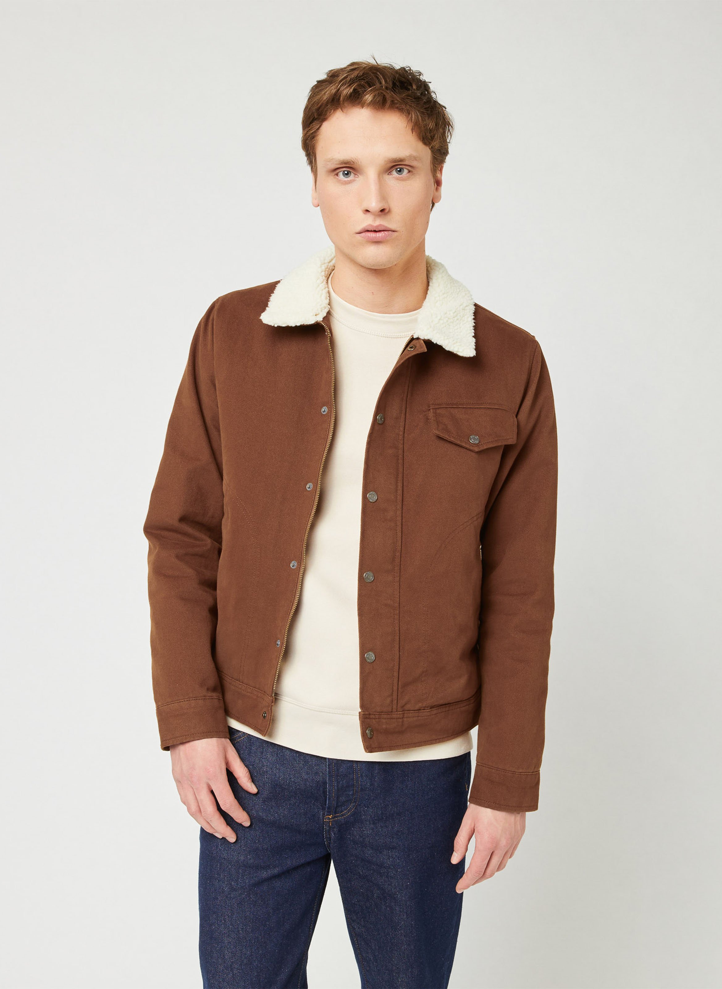 Veste col en sherpa FAGUO Marron
