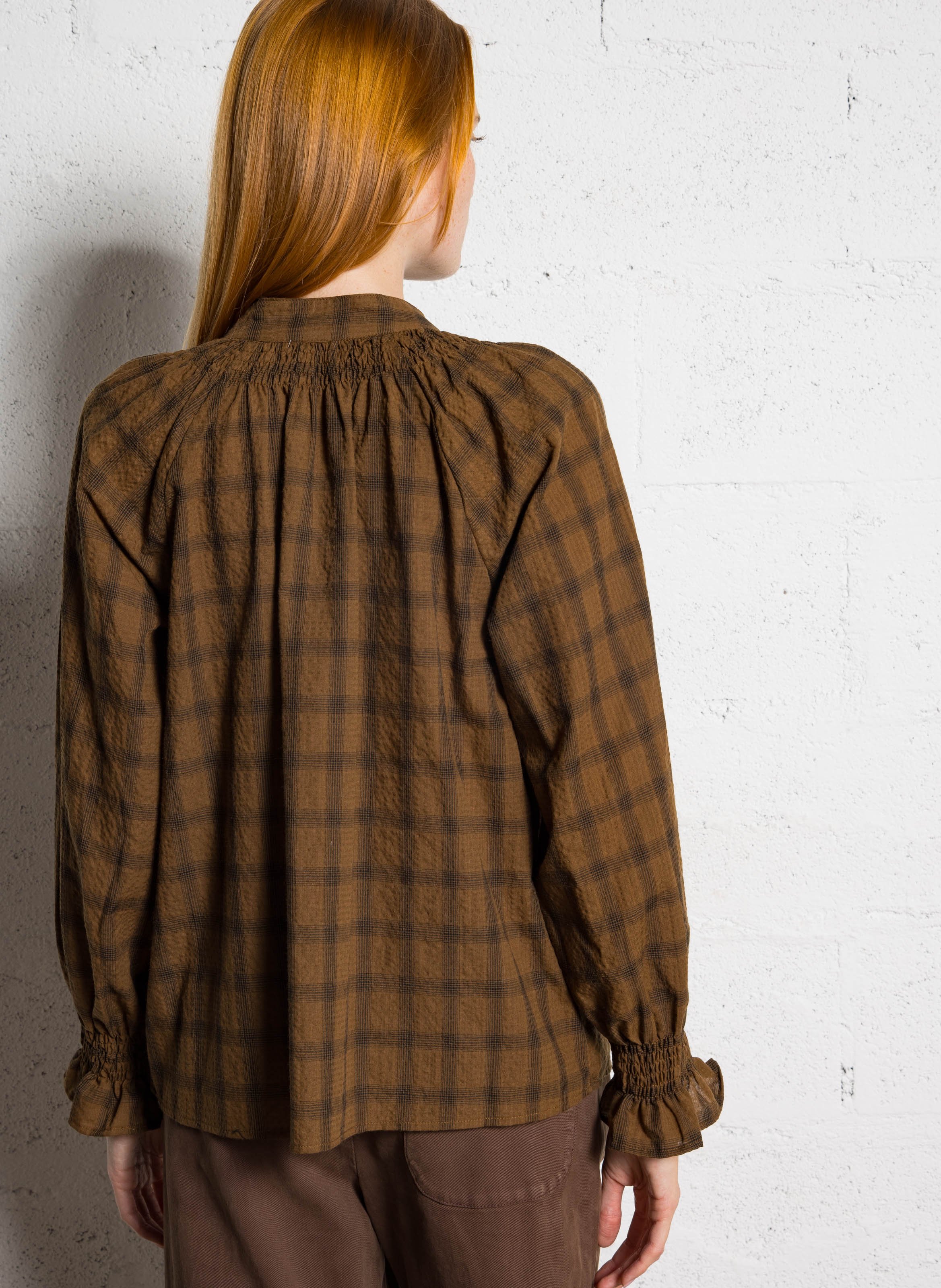 Baumwollbluse mit Schluppenkragen THE KORNER Braun