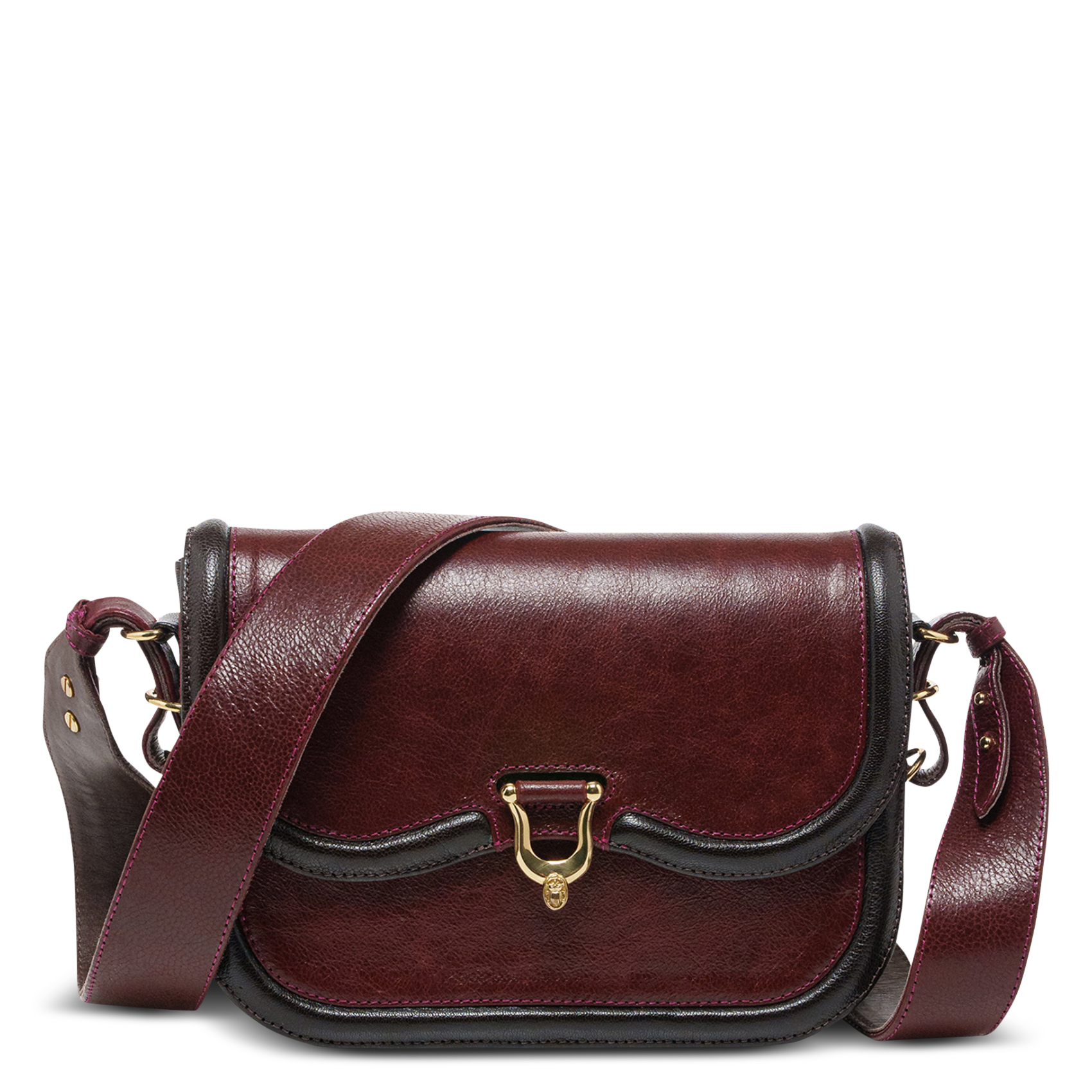 Sac bandoulière en cuir mélangé CLARIS VIROT Rouge