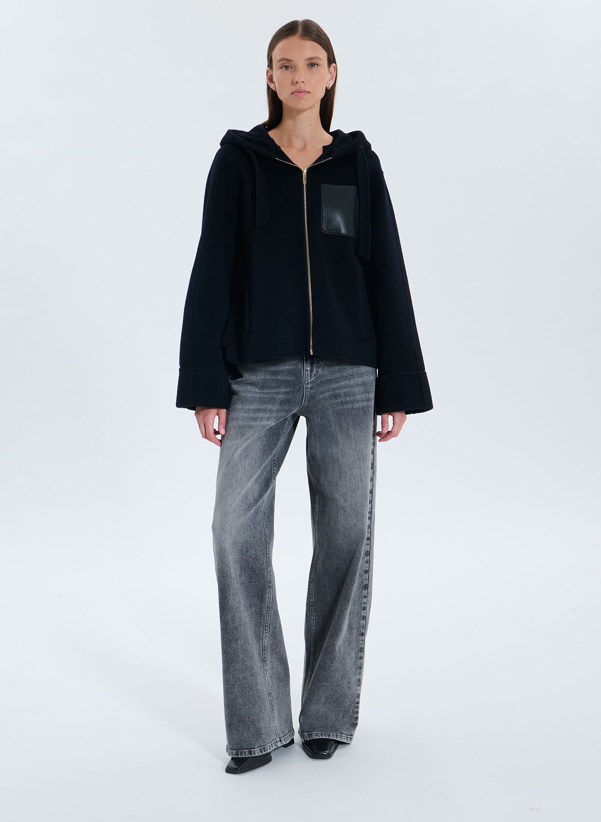 Veste col rond en laine mélangée ZAPA Bleu