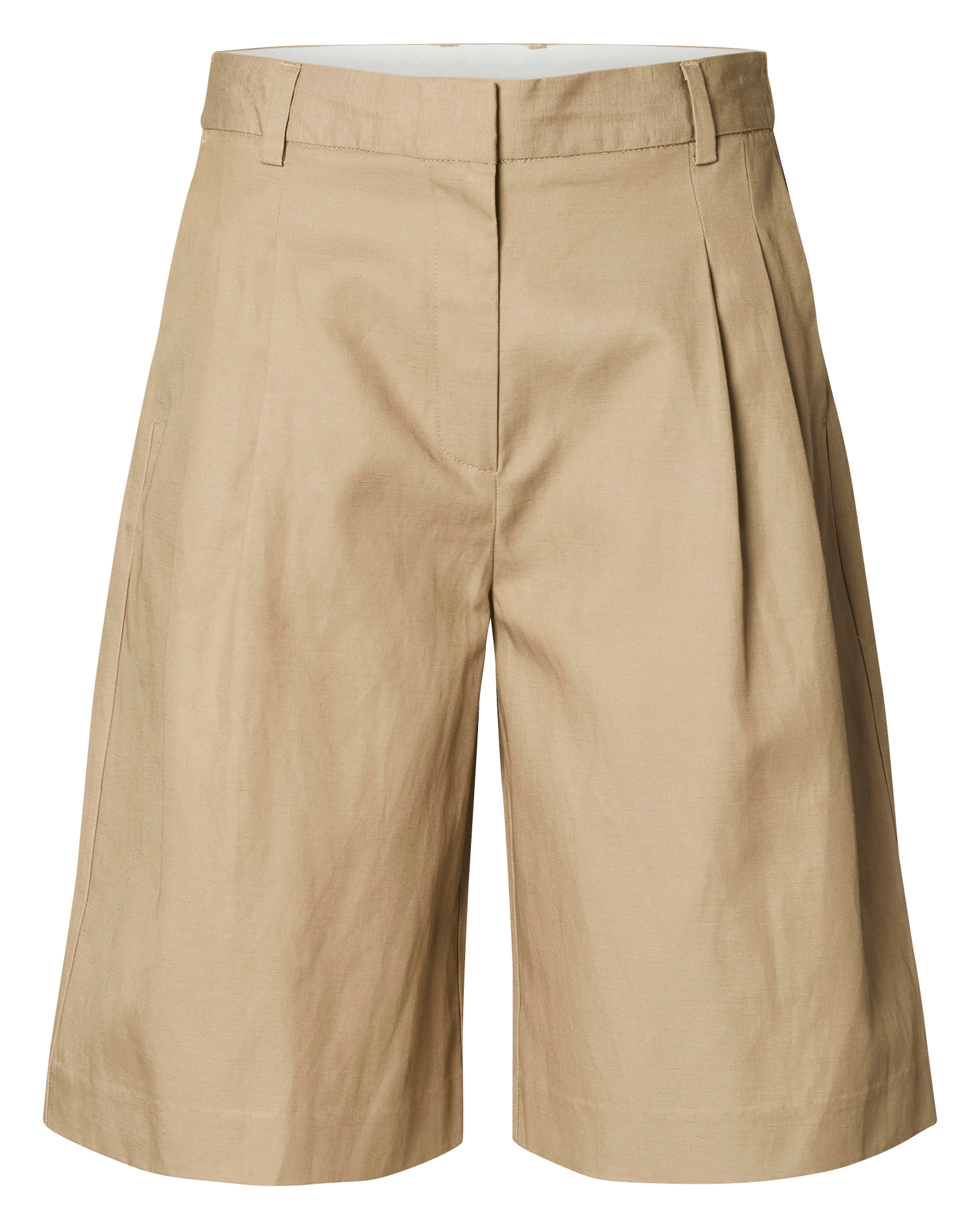 High-waisted Bermuda with front pleats SELECTED Grey