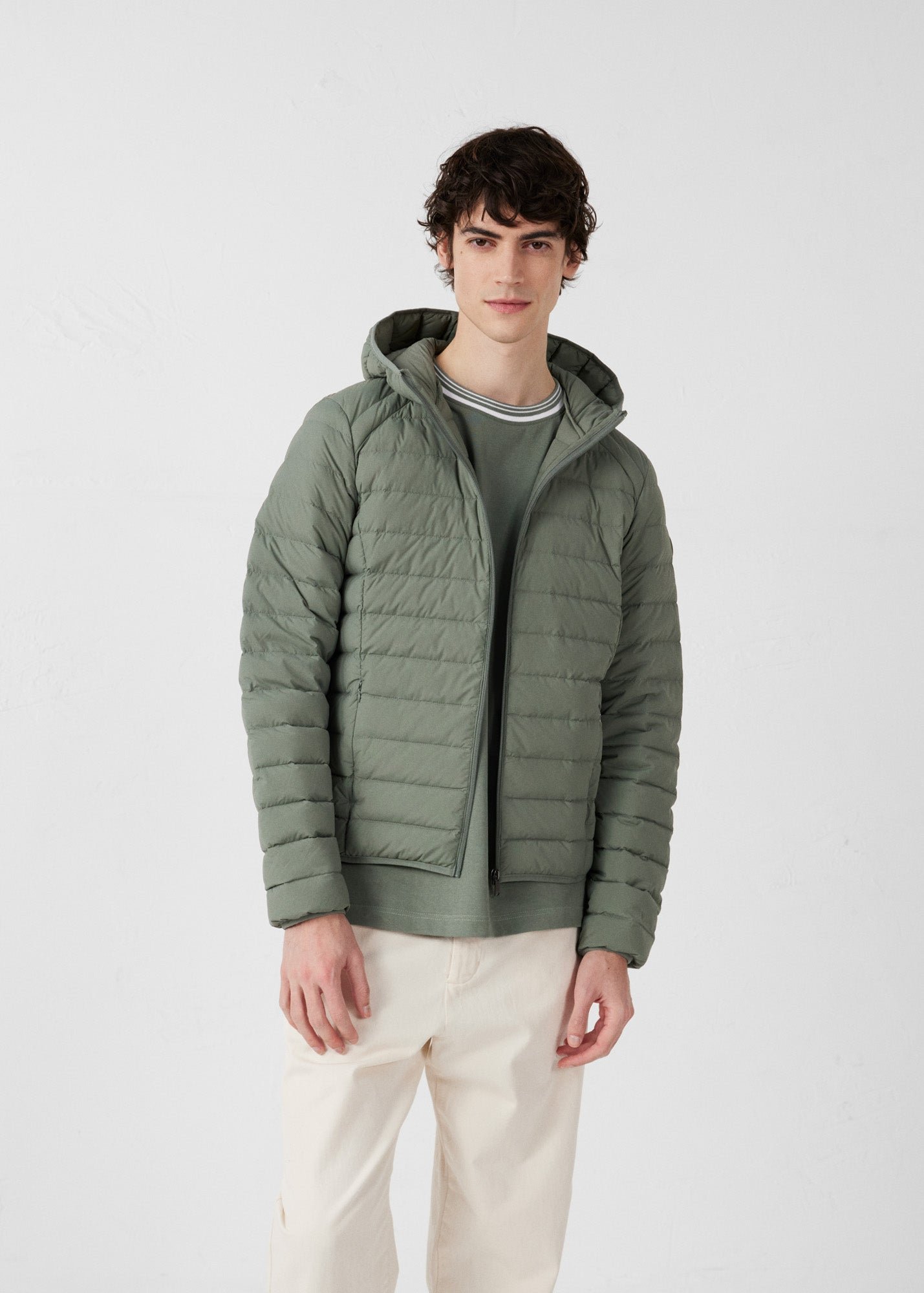 Frantz Stretch Lightweight Hooded Puffer Coat JOTT Green
