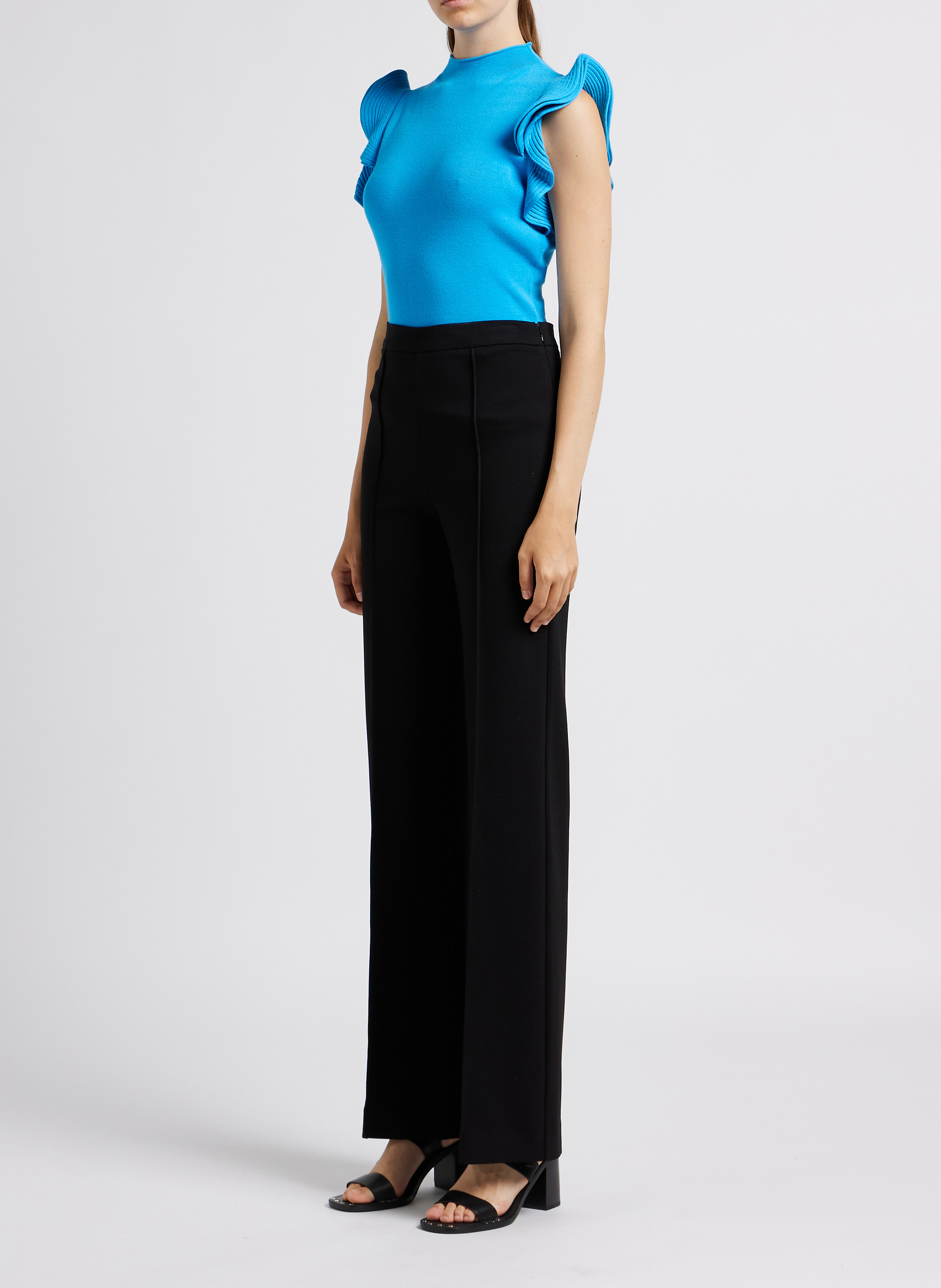 High-neck top with ruffle detail TWINSET Blue