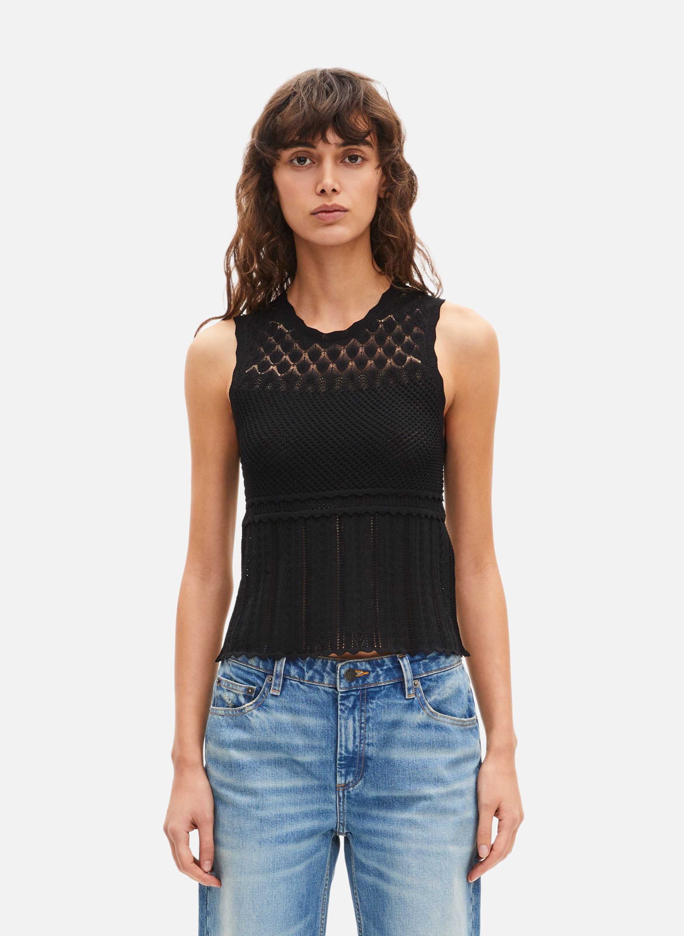 Openwork knit top THE KOOPLES Black