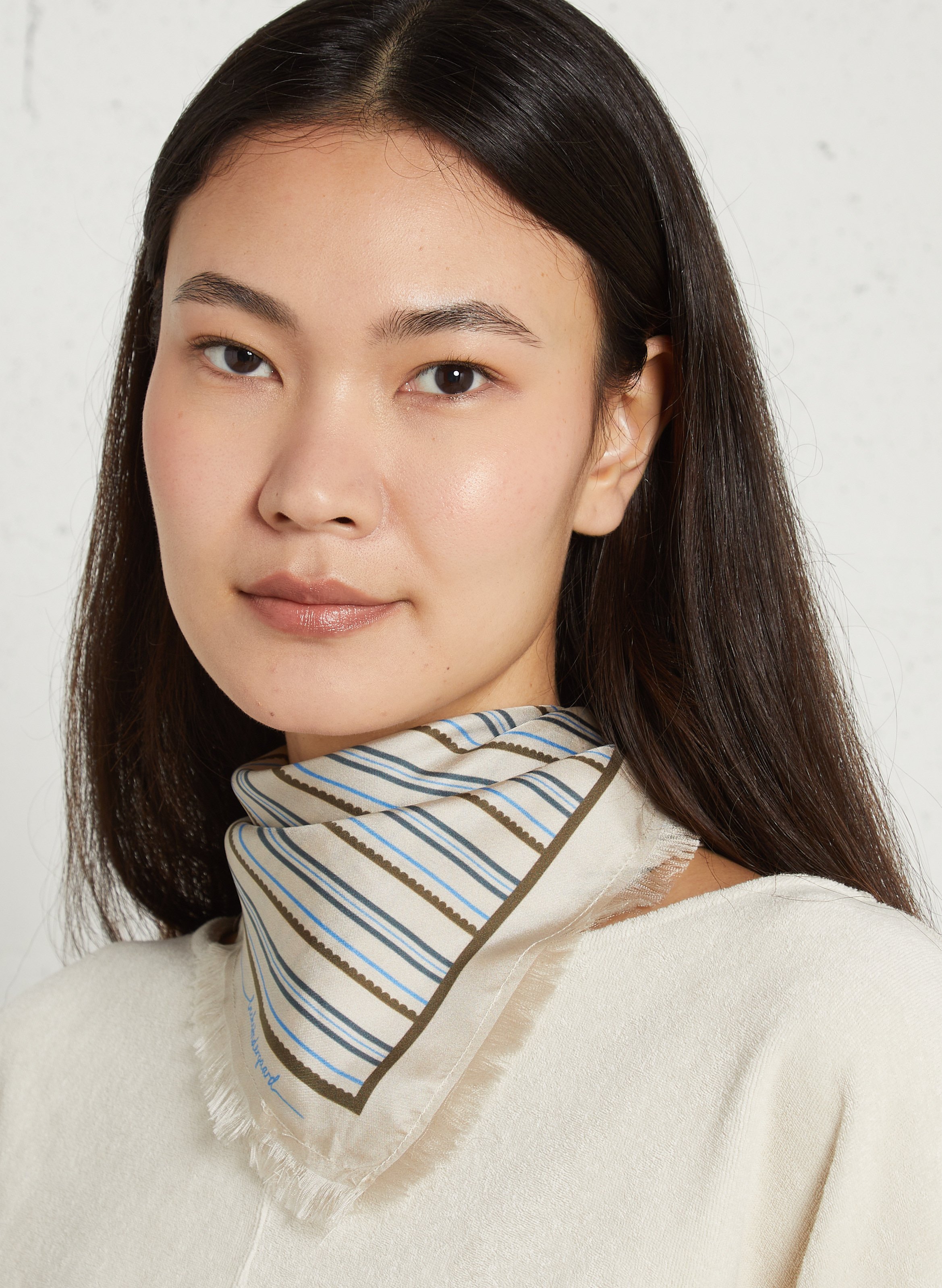 Foulard imprimé en soie BECKSONDERGAARD Blanc