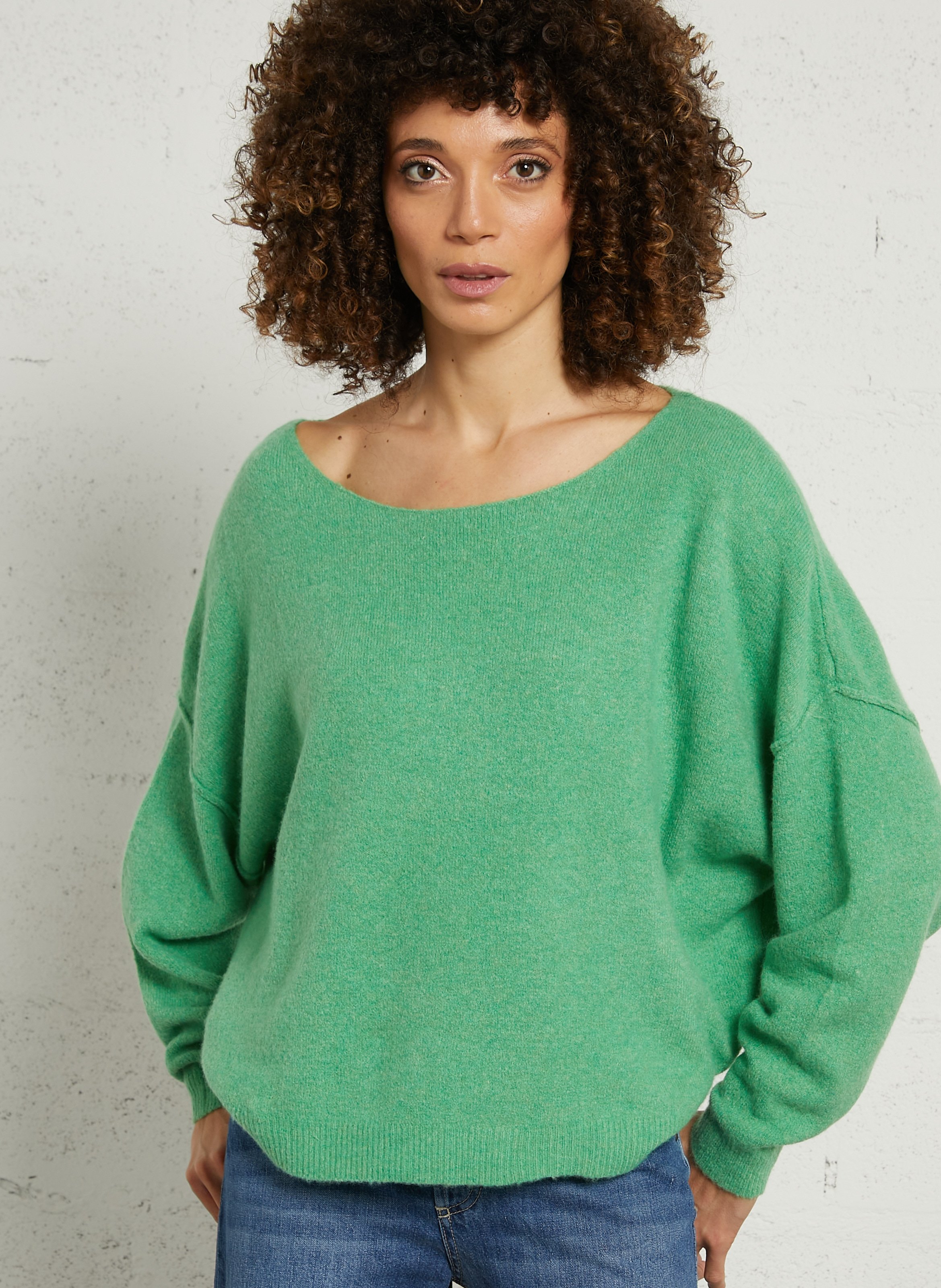 Wool-blend boat-neck jumper AMERICAN VINTAGE Green