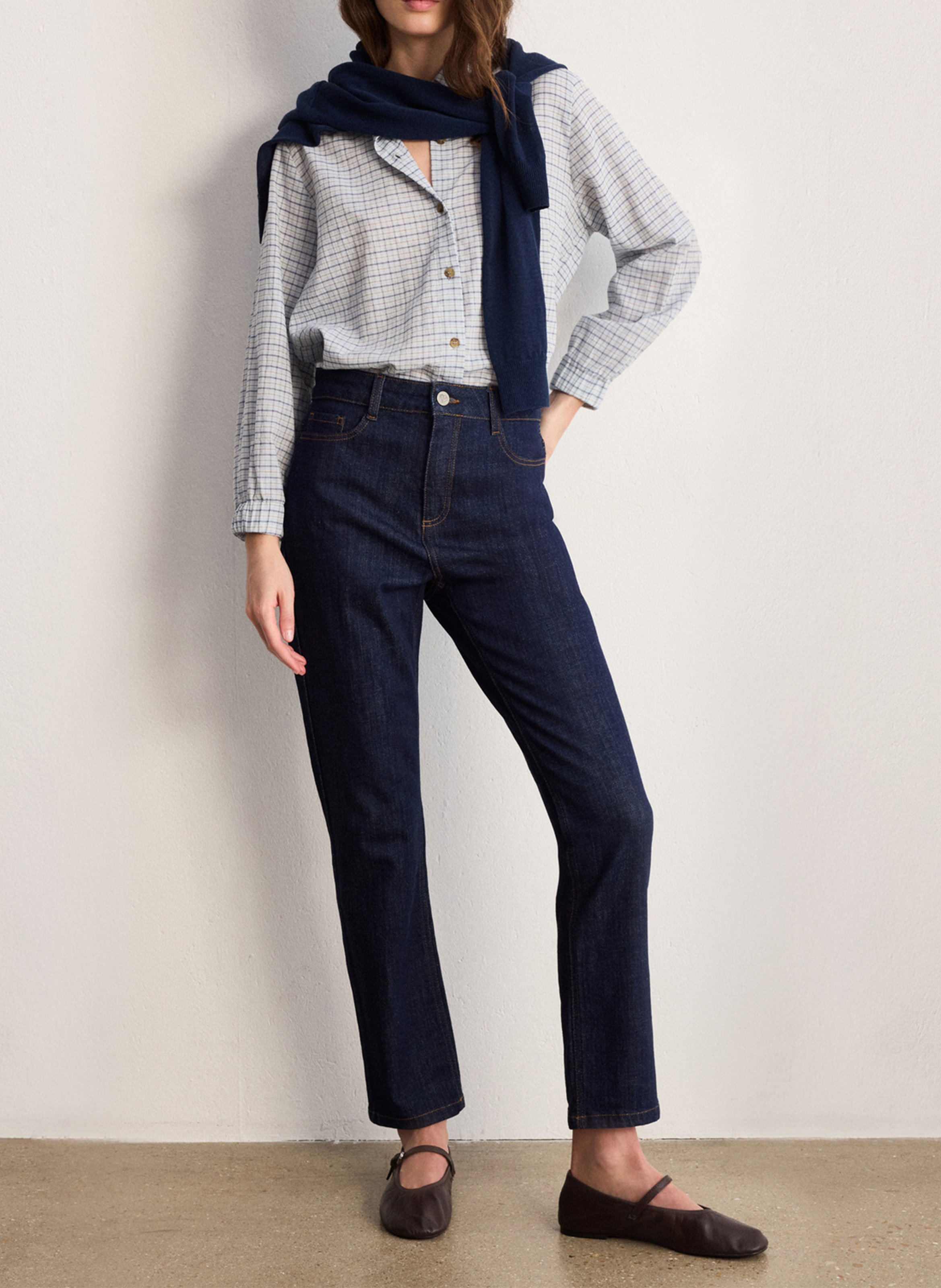 Cotton-blend straight jeans PABLO Blue