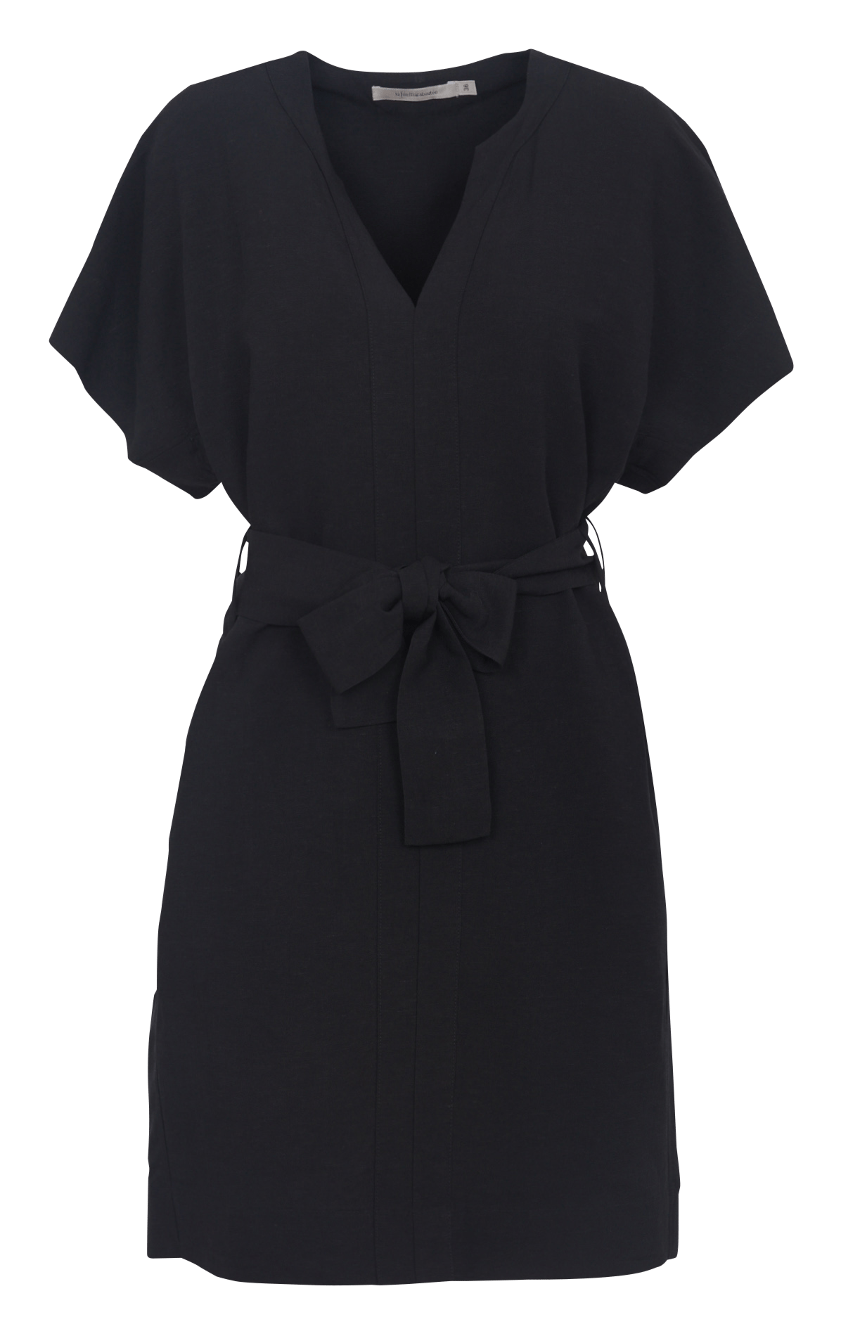 Robe courte ample col tunisien unie LA FEE MARABOUTEE Noir