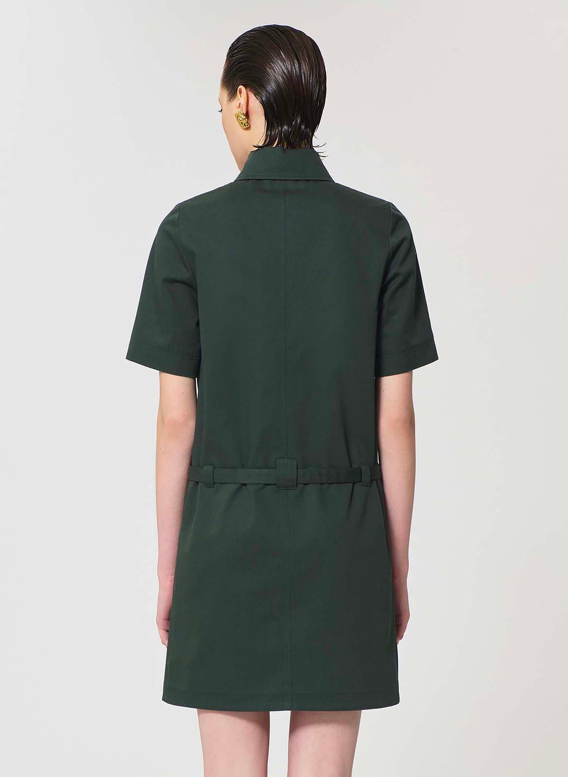 Ausgestelltes Baumwoll-Kurzkleid mit klassischem Kragen TARA JARMON Grun