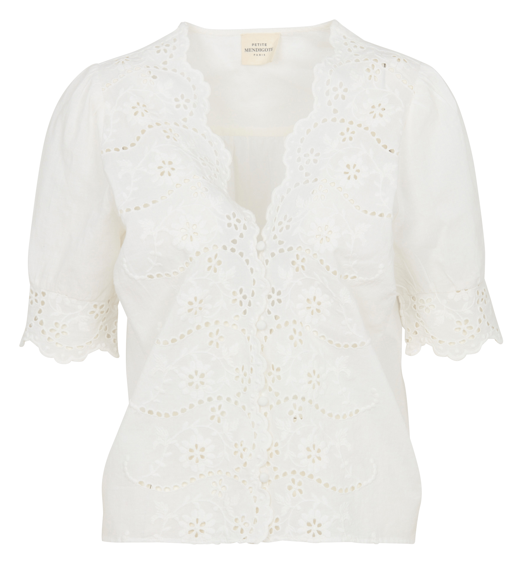 Top droit en coton brodé PETITE MENDIGOTE Beige