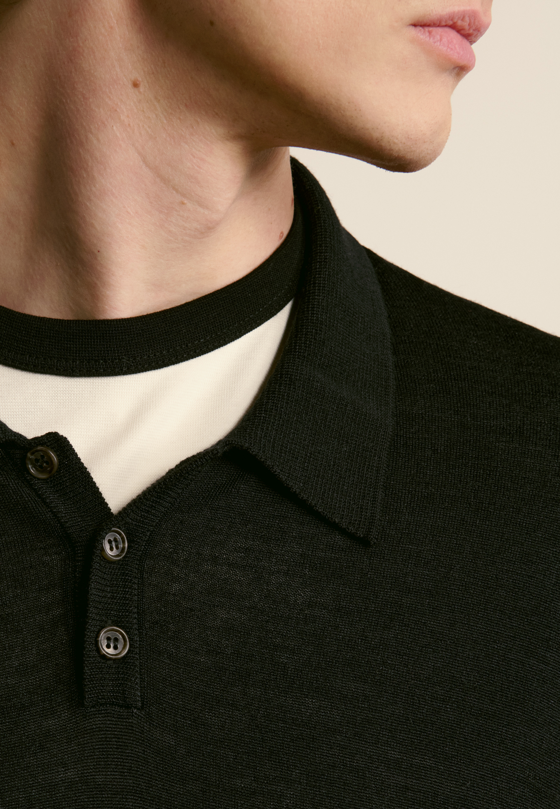 Wool and silk polo neck sweater MAISON MONTAGUT Black