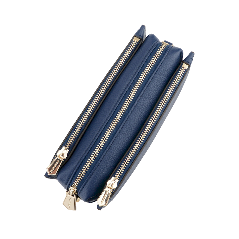 Large leather crossbody bag Blue