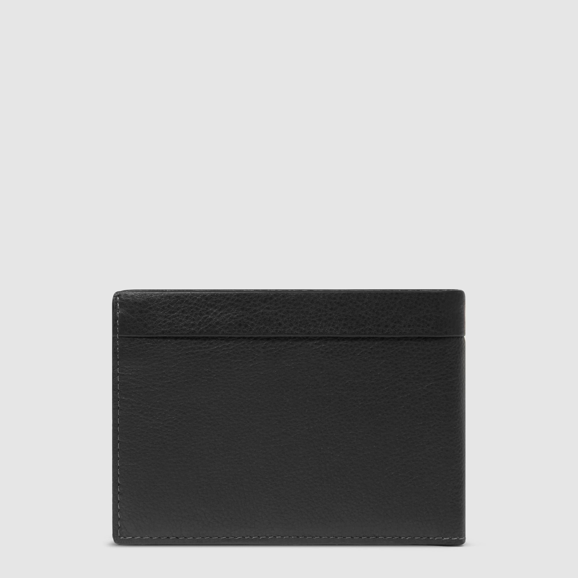 Men's wallet with ID card holder flap PIQUADRO Black